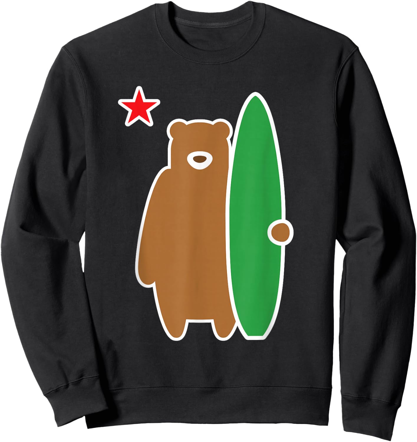 California Bear with Surf Board Surfing Sweatshirt - Sweatshirt | Black