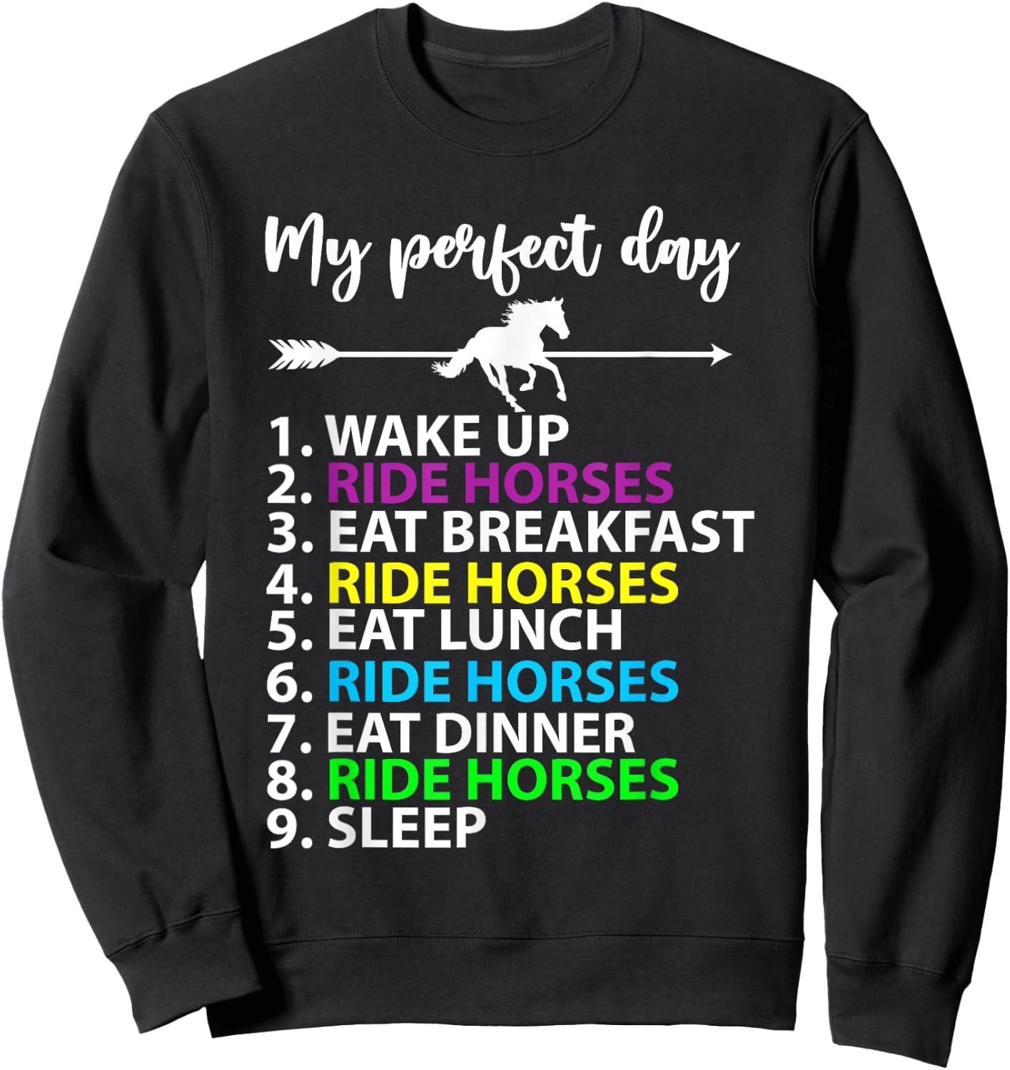 My Perfect Day Horse Riding Horse Lover Equestrian Horse Sweatshirt - Sweatshirt | Black