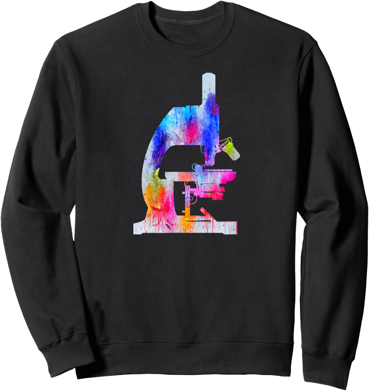 Microscope Watercolor Female Scientist Lab Tech Gift Sweatshirt - Sweatshirt | Black