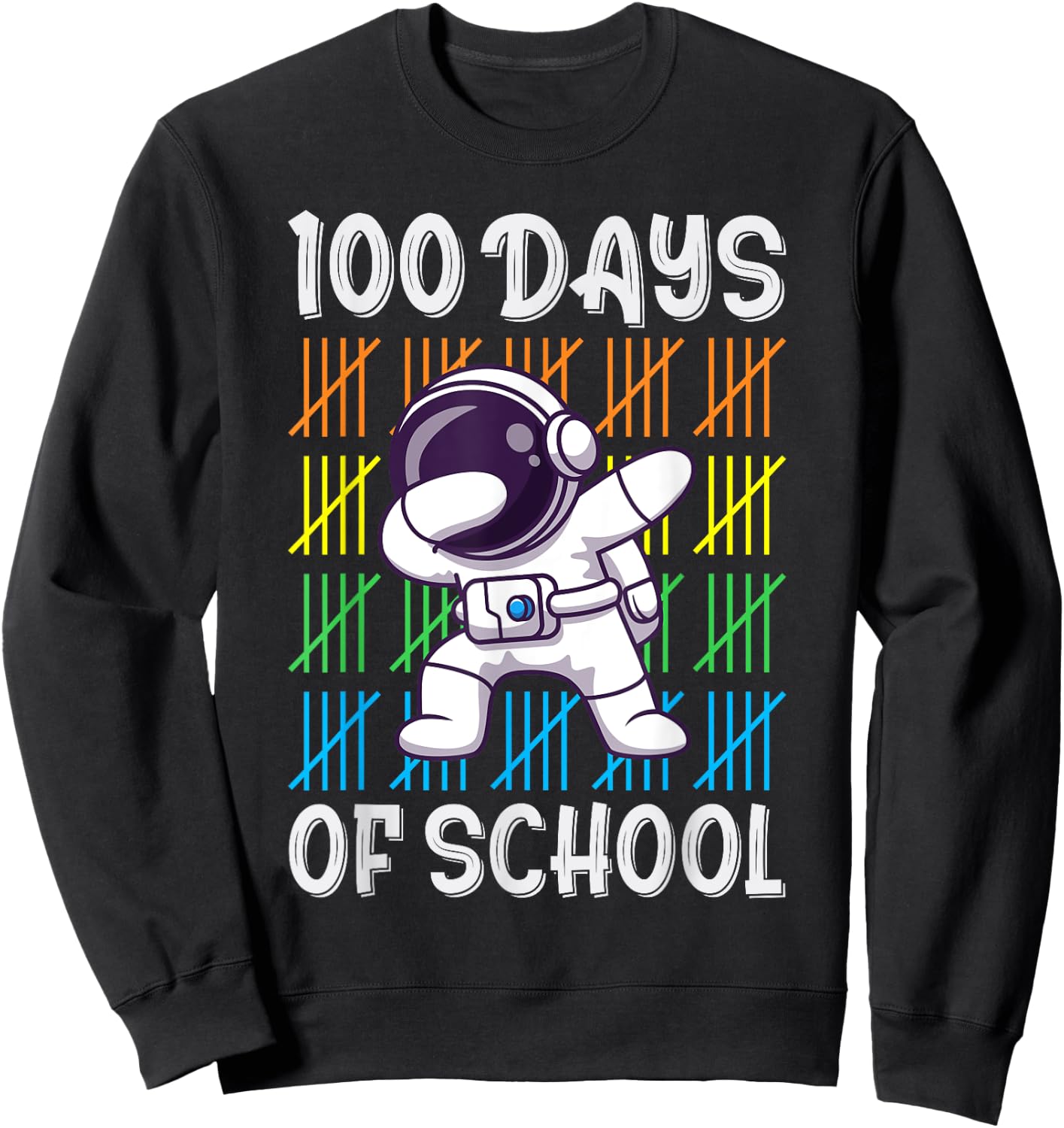 100th Day of School Boys Girls Kids Funny Dabbing Astronaut Sweatshirt - Sweatshirt | Black