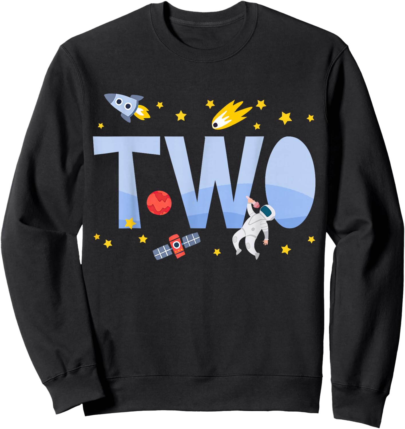 Two Second Birthday Boys Astronaut 2nd Bday Party 2 Year Old Sweatshirt - Sweatshirt | Black