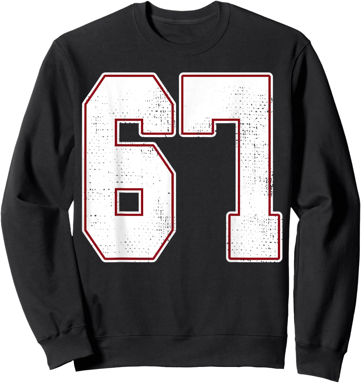 #67 Outline Number 67 Fan Varsity Sports Team Blue Jersey Sweatshirt - Sweatshirt | Black
