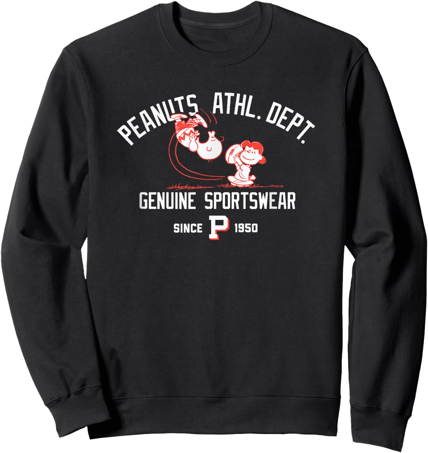 Peanuts - Charlie Brown and Lucy Football Athletic Dept Sweatshirt - Sweatshirt | Black