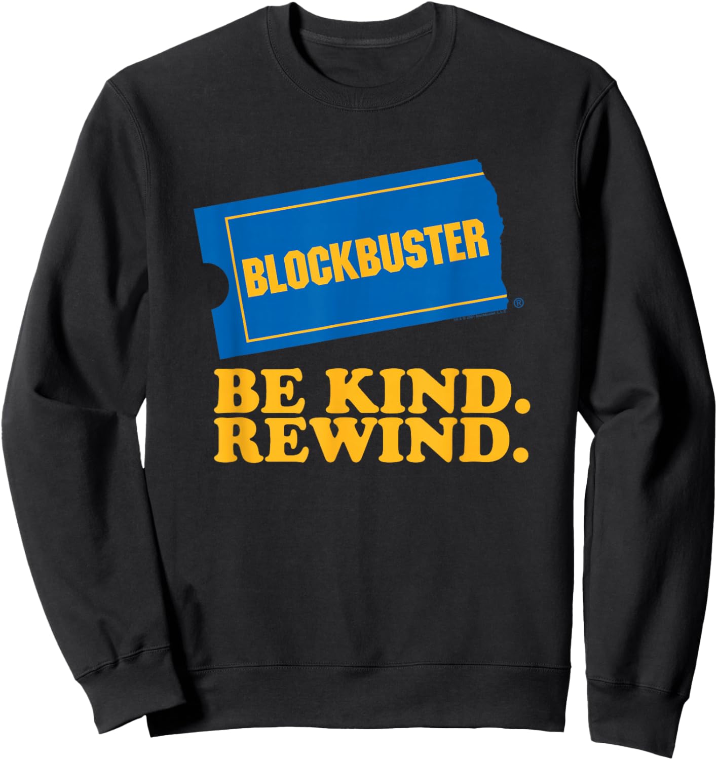 Blockbuster Be Kind Rewind Vintage Ticket Logo Sweatshirt - Sweatshirt | Black