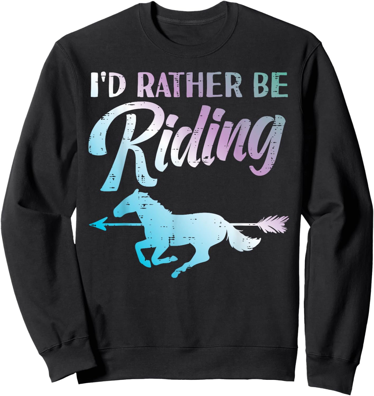 Id Rather Be Riding Horse Rider Equestrian Men Women Kids Sweatshirt - Sweatshirt | Black