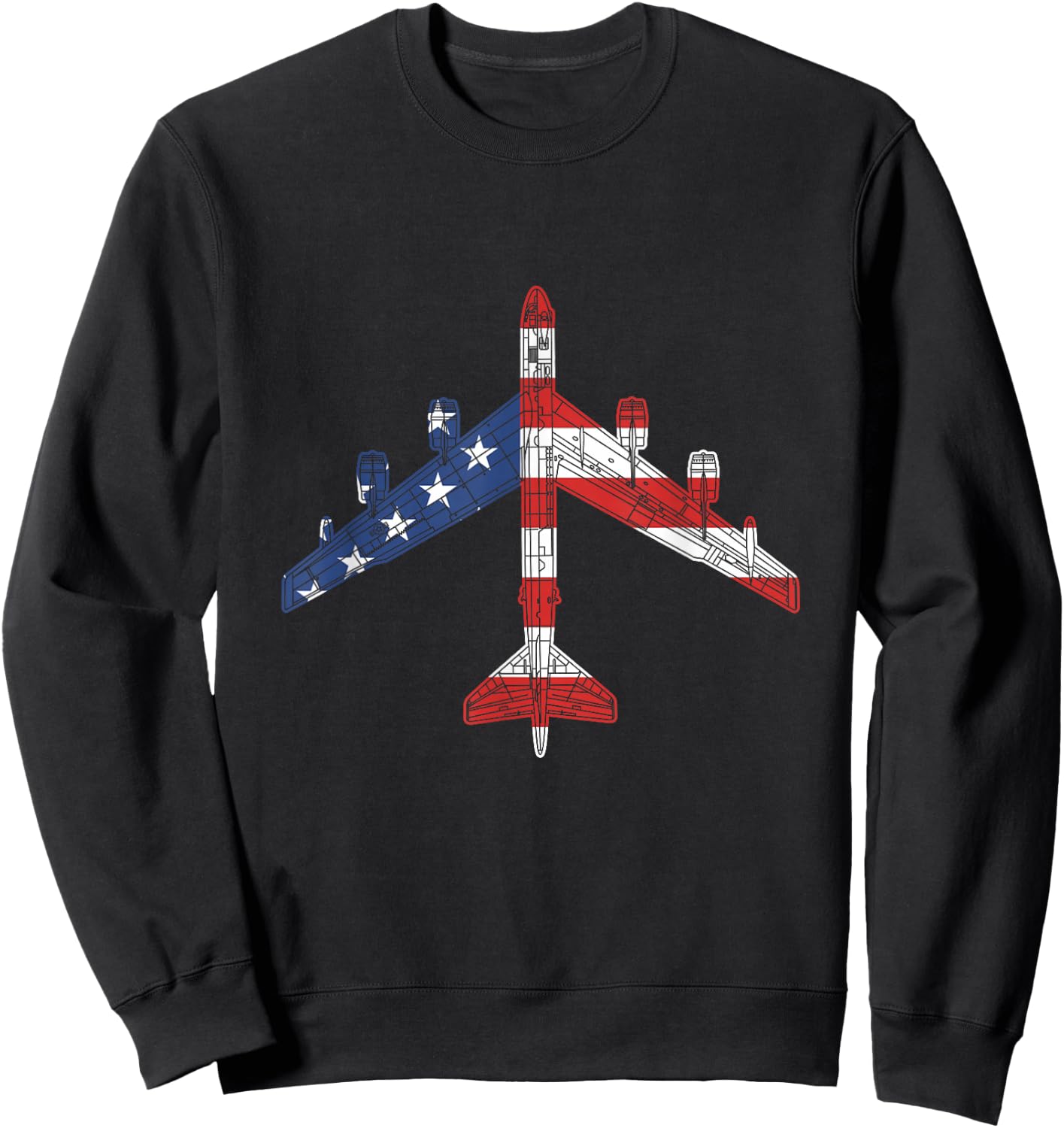 B-52 Stratofortress Aircraft Schematic American Flag B52 Sweatshirt - Sweatshirt | Black
