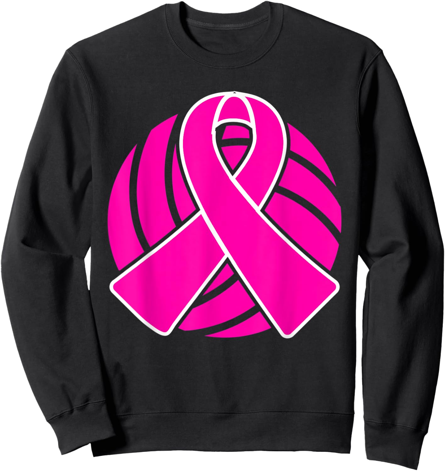 Breast Cancer Volleyball Player Pink Ribbon Awareness Sweatshirt - Sweatshirt | Black