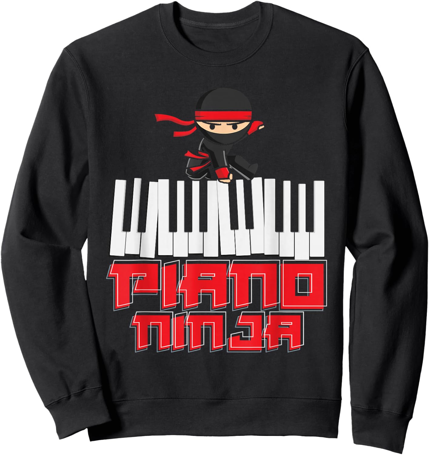Piano Ninja Pianist Keyboard Player Musician Funny Piano Sweatshirt - Sweatshirt | Black