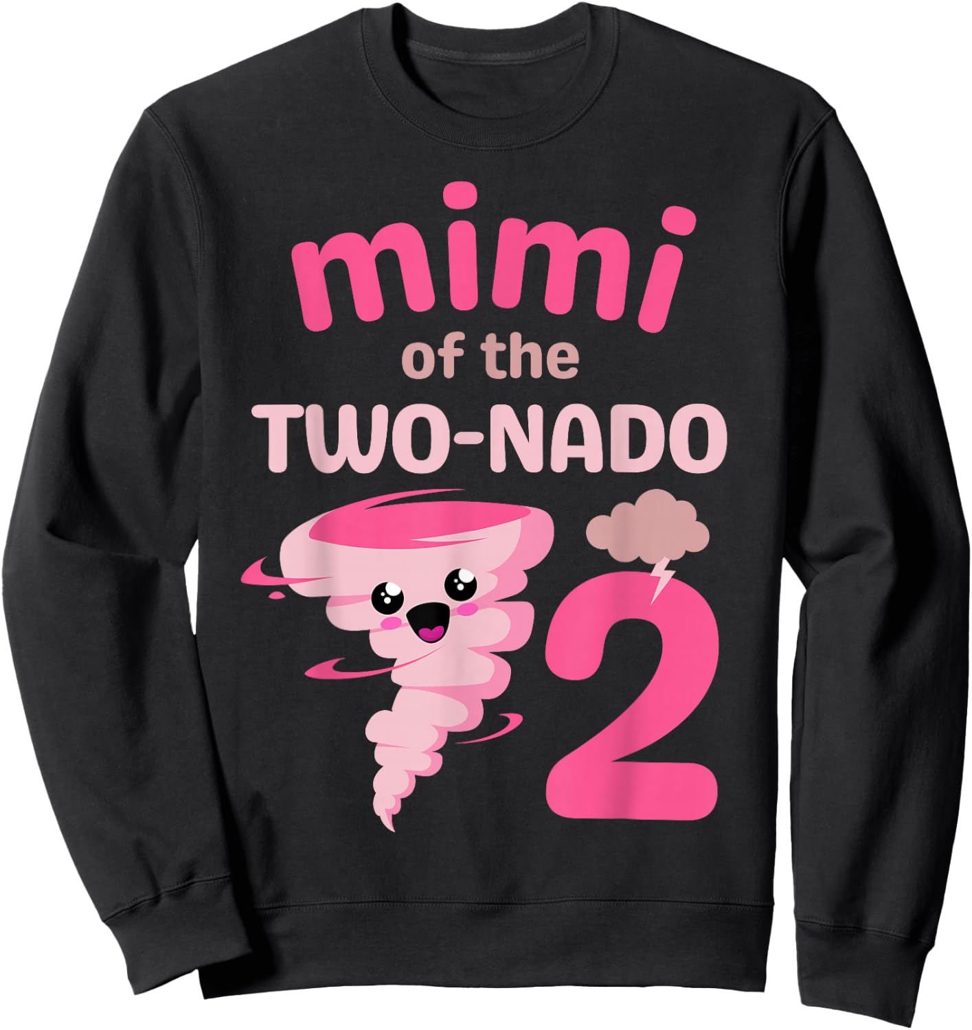 Mimi of the Two-nado Tornado Theme 2nd Birthday Party Kids Sweatshirt - Sweatshirt | Black
