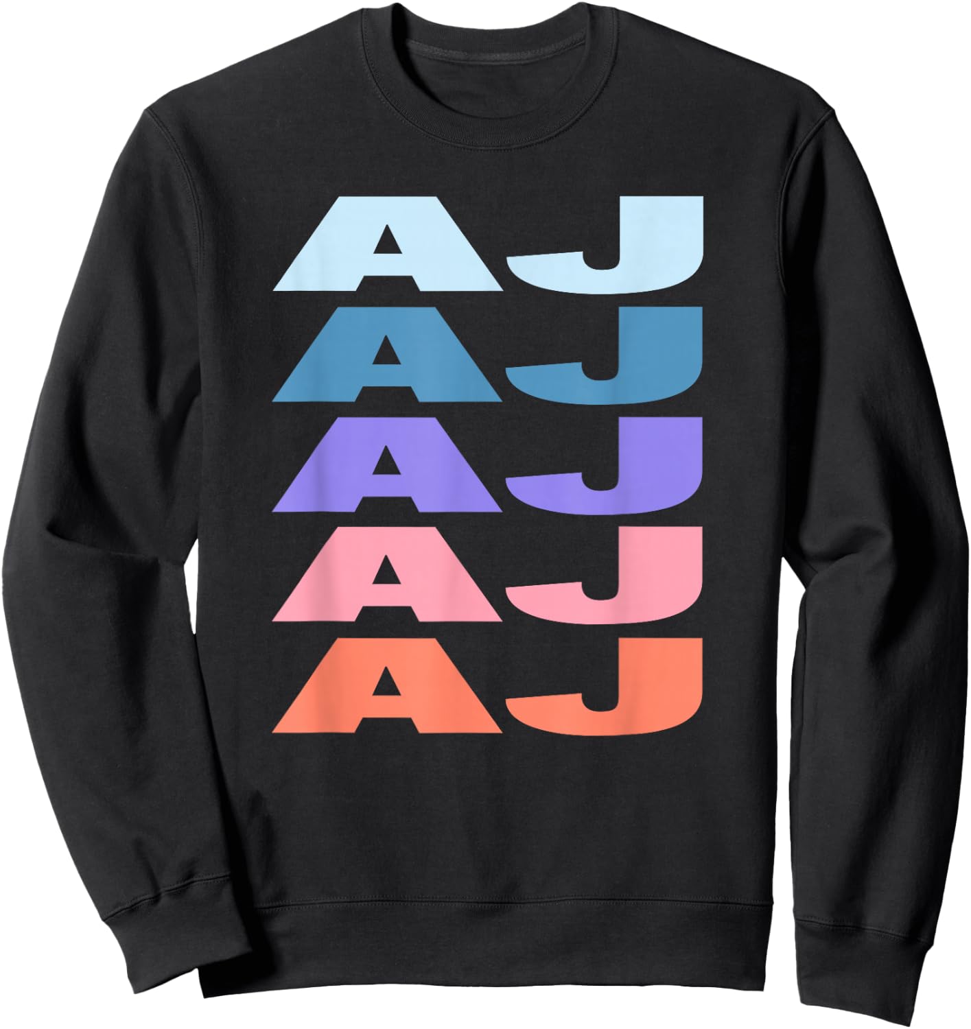 Funny Modern Repeated Text Design First Name AJ Sweatshirt - Sweatshirt | Black