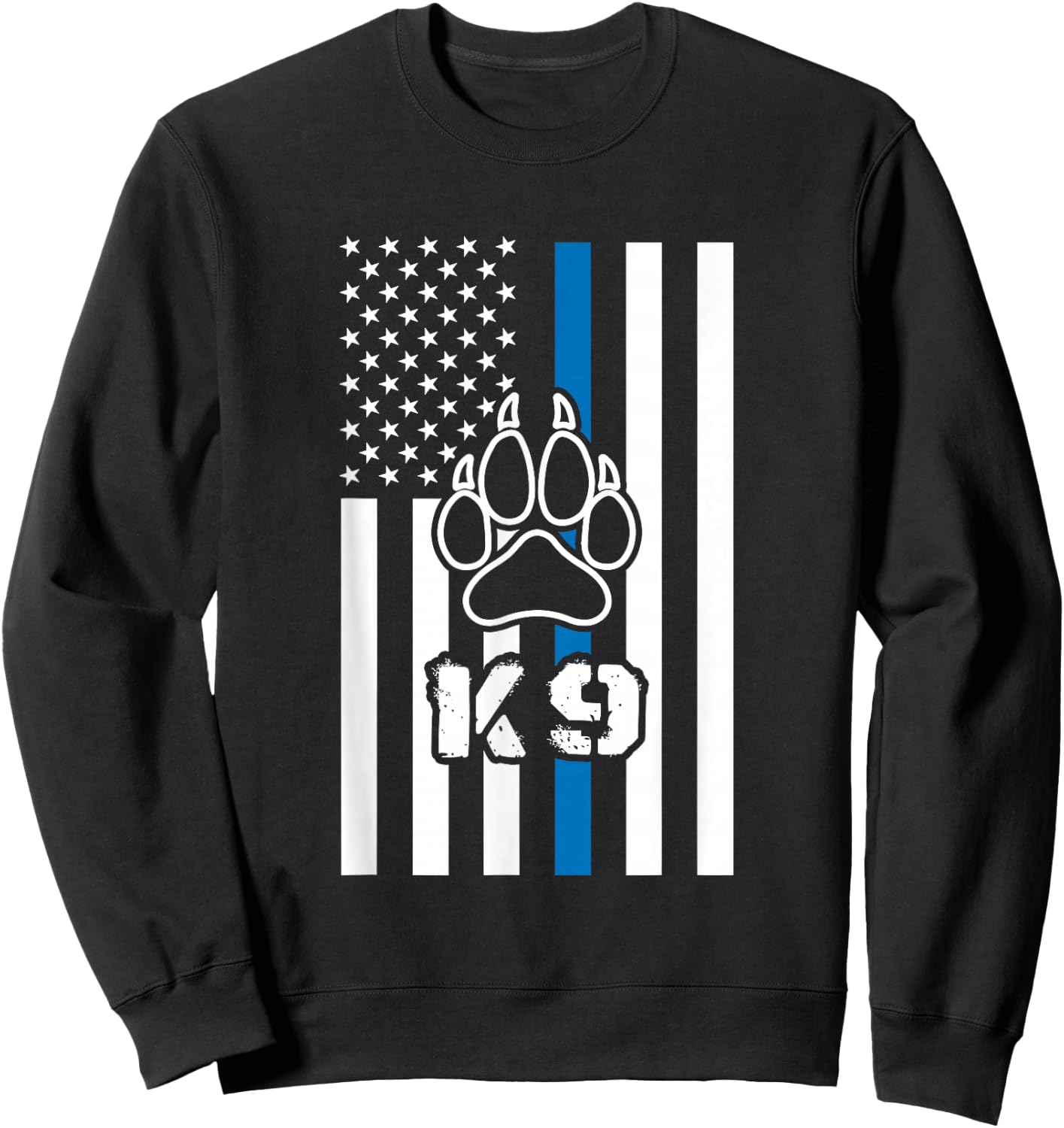 Police Flag with a Dog Paw and K9 Sweatshirt - Sweatshirt | Black
