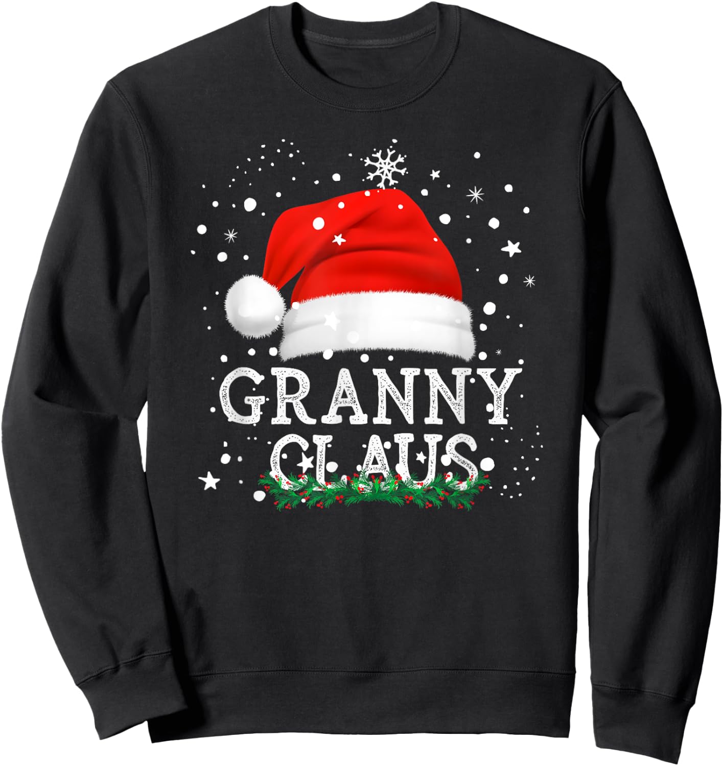 Granny Santa Claus Funny Family Christmas Pj for Grandma Sweatshirt - Sweatshirt | Black