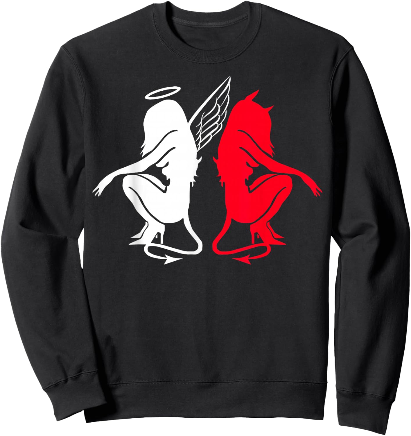 Devil and Angel Love Lovers Women. Sweatshirt - Sweatshirt | Black
