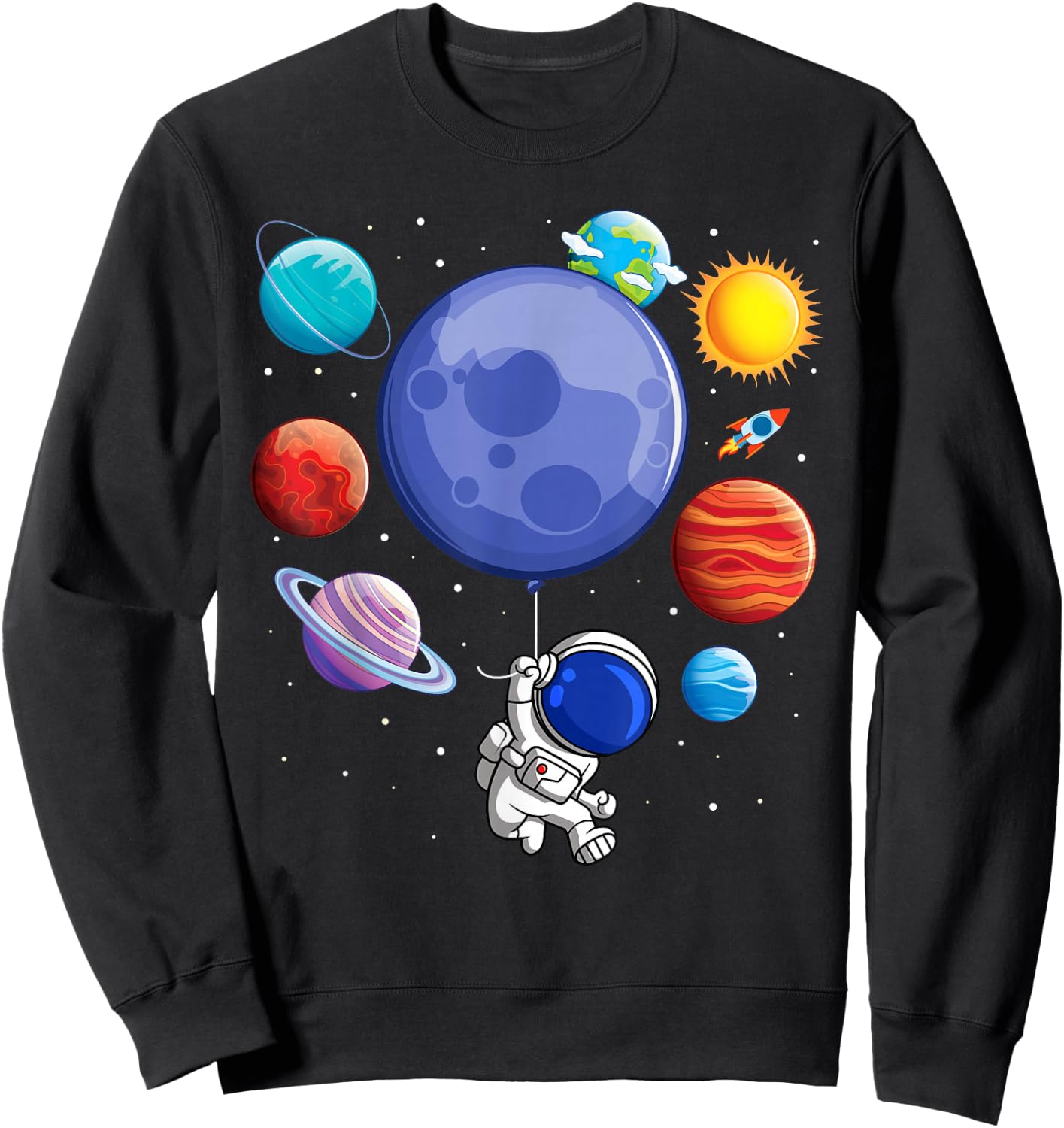 Funny Solar System Shirt Astronaut Planet Balloons Space Kid Sweatshirt - Sweatshirt | Black