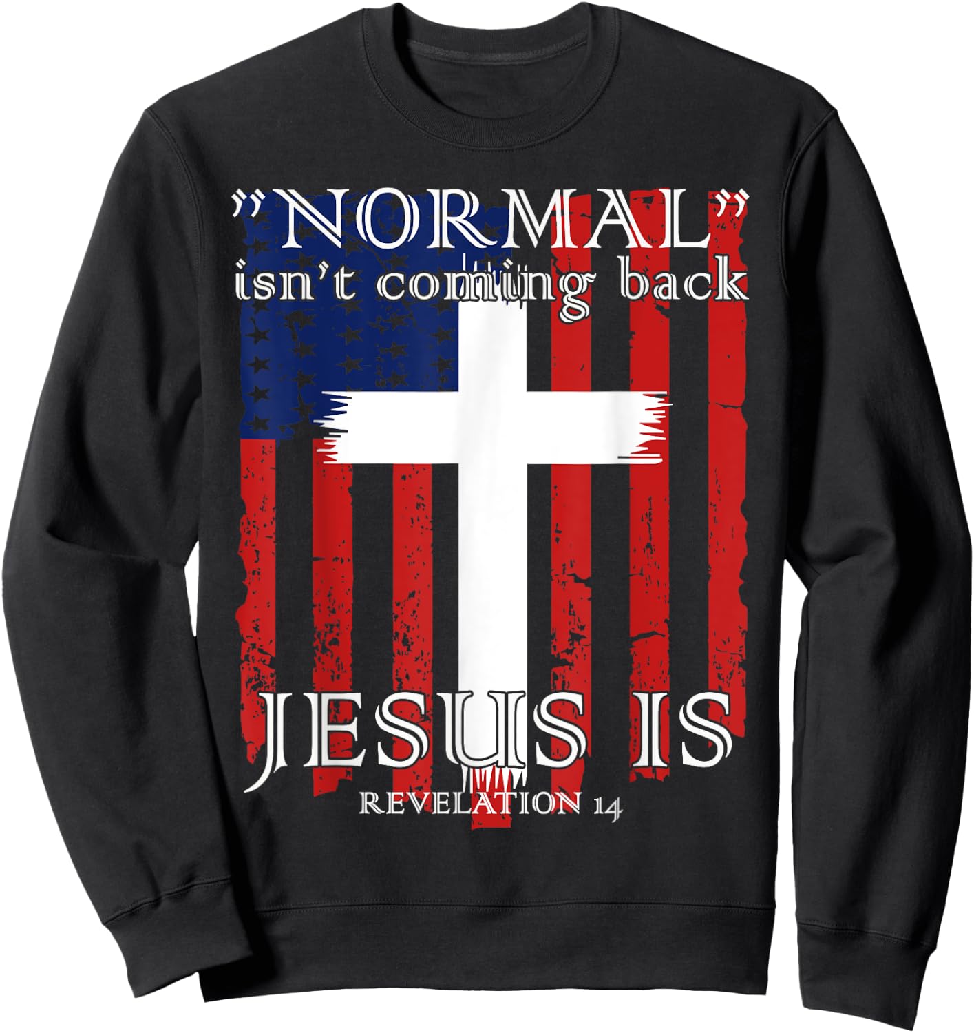 Normal Isn't Coming Back But Jesus Is American Flag Sweatshirt - Sweatshirt | Black