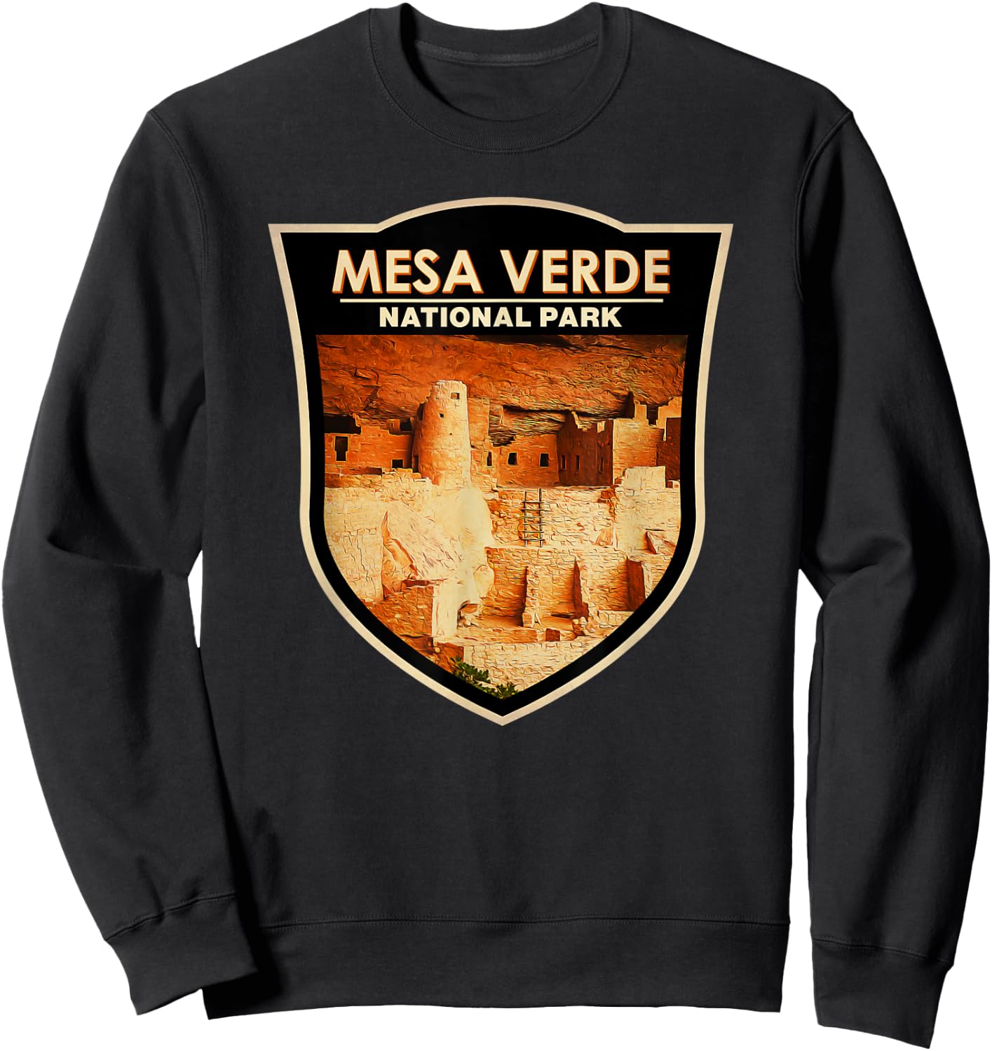 Mesa Verde National Park Cliff Palace Badge Sweatshirt - Sweatshirt | Black