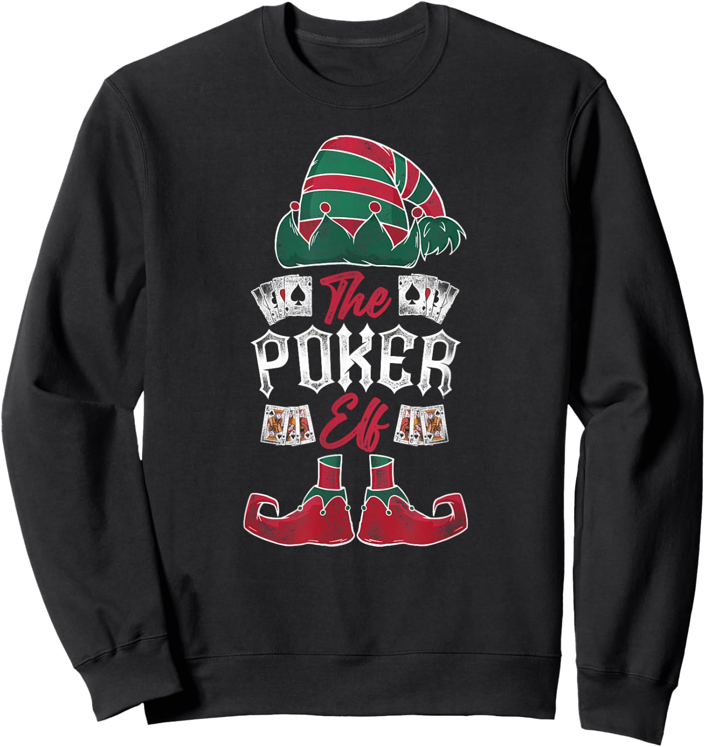 Poker Christmas Elf Vintage The Poker Elf Sweatshirt - Sweatshirt | Black