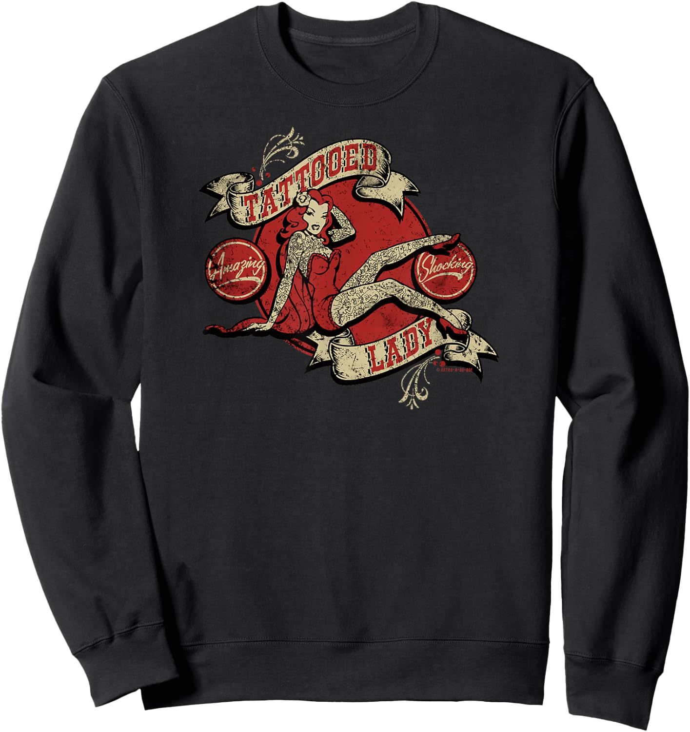 Pinup Tattoo Lady Vintage Retro Ink Sideshow Retro-a-go-go Sweatshirt - Sweatshirt | Black