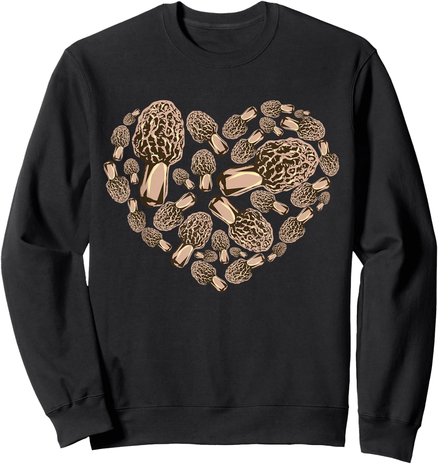 Morel Mushroom Hunter | Morel Love Heart Shrooming Gift Sweatshirt - Sweatshirt | Black