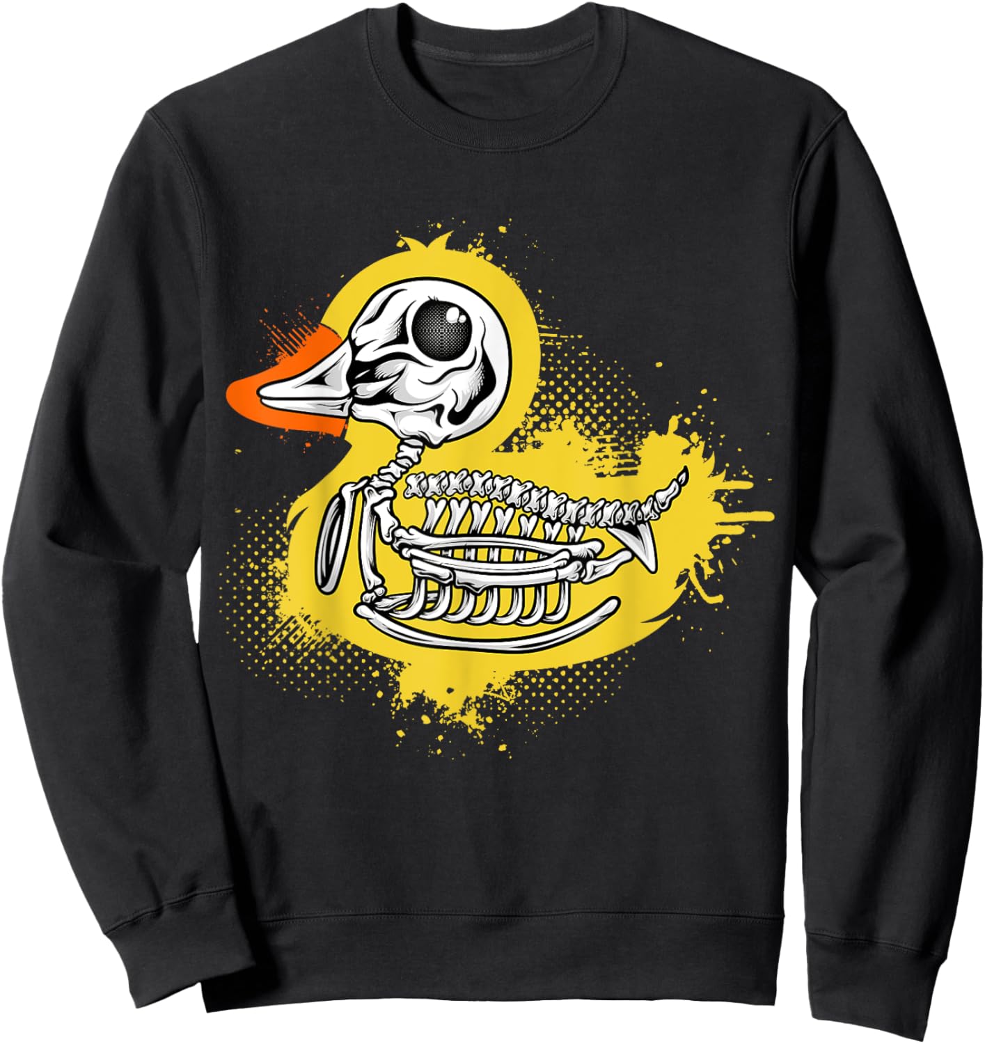 Funny Rubber Duck, Bathing Duck, Skull Skeleton Humor Sweatshirt - Sweatshirt | Black