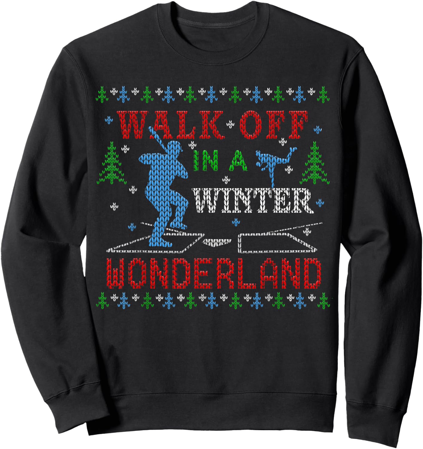 Baseball Softball Walk Off Ugly Christmas Sweater Party Sweatshirt - Sweatshirt | Black