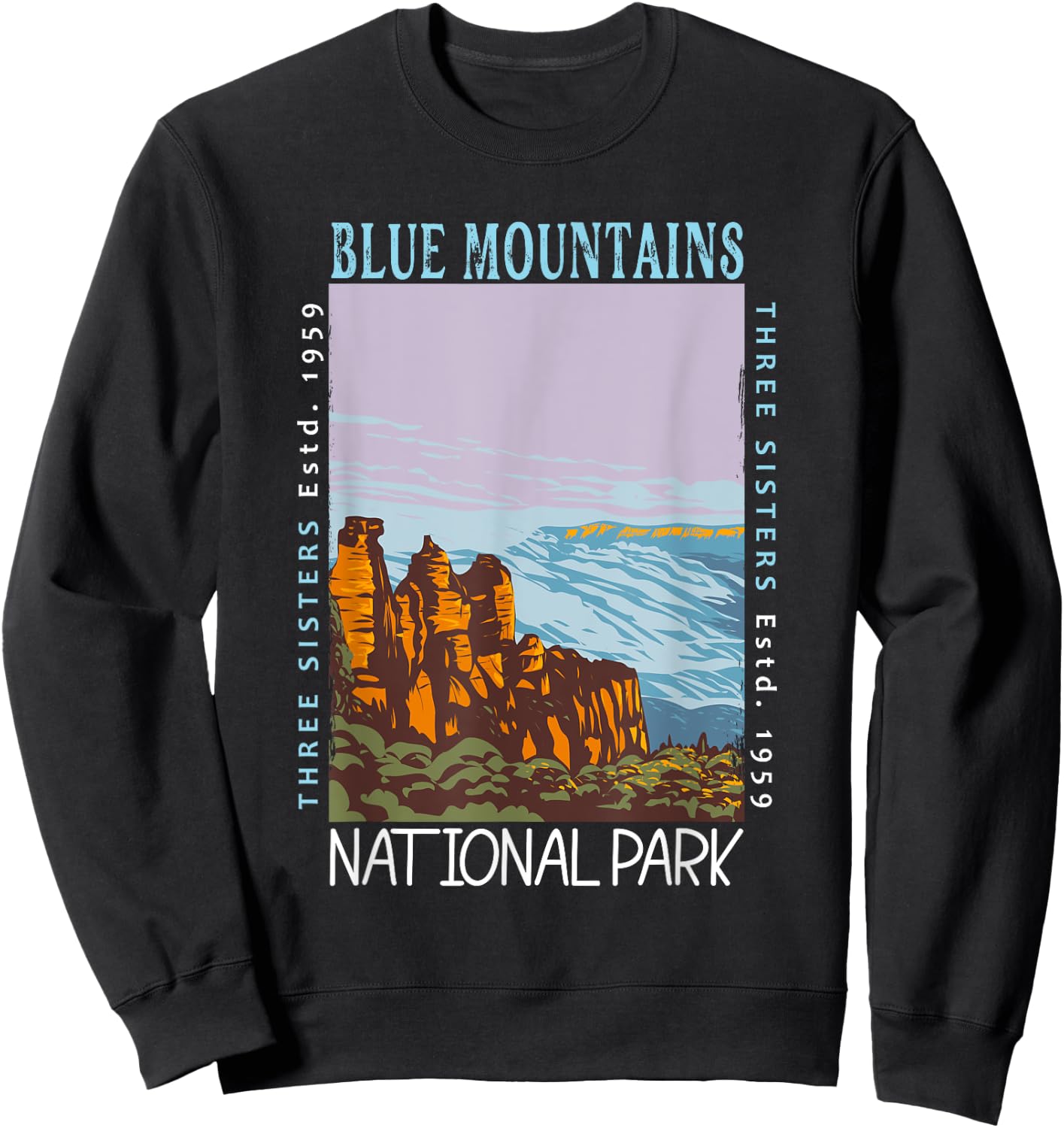 Blue Mountains National Park Australia Distressed Vintage Sweatshirt - Sweatshirt | Black