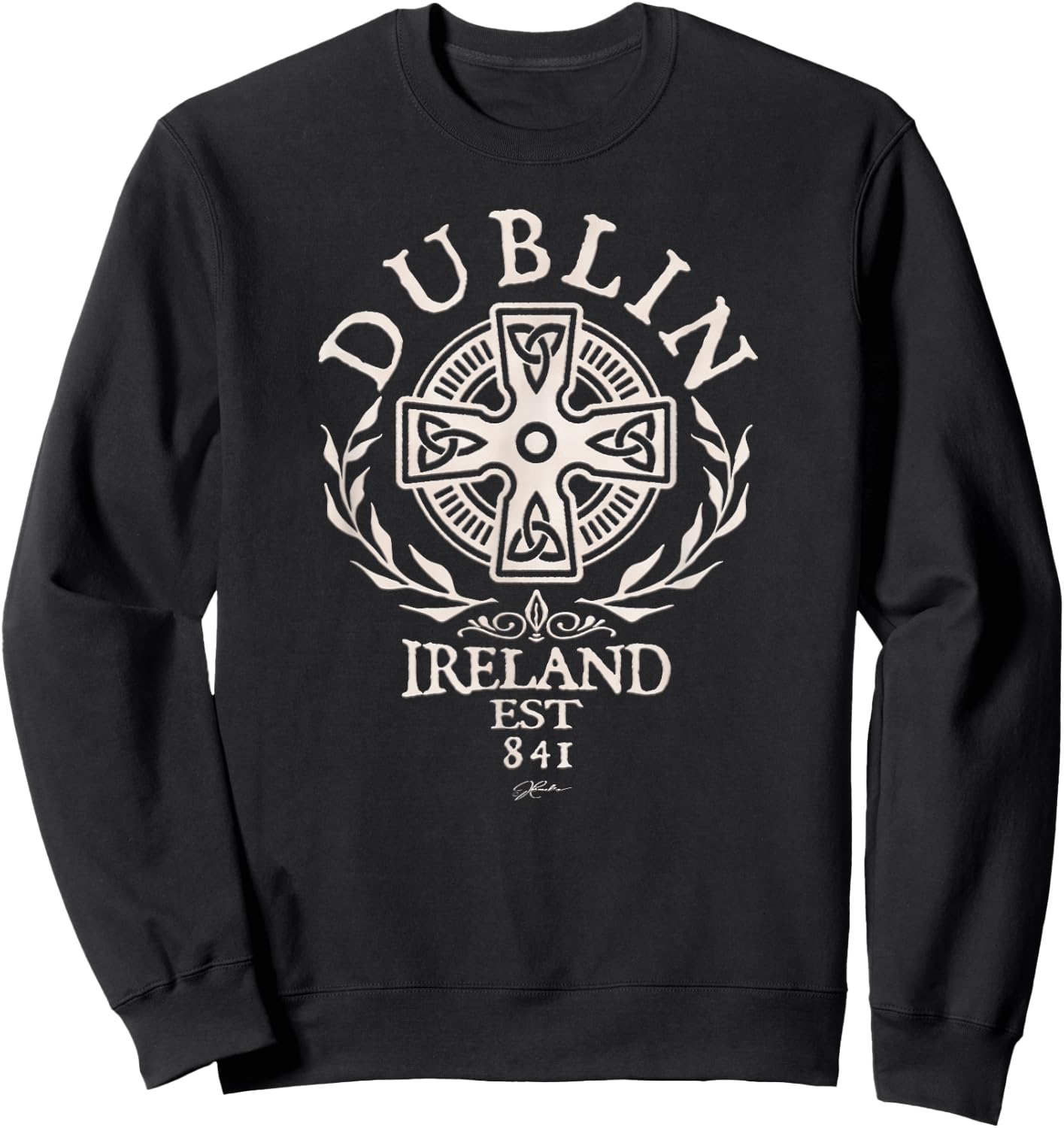 JCombs: Dublin, Ireland, with Celtic Cross Sweatshirt - Sweatshirt | Black
