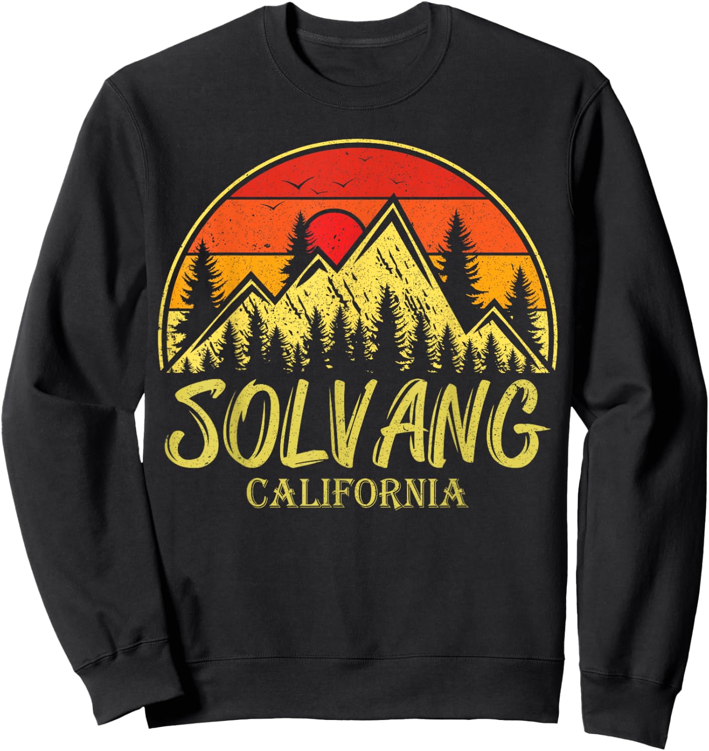 Vintage Solvang California CA Mountains Hike Hiking Souvenir Sweatshirt - Sweatshirt | Black