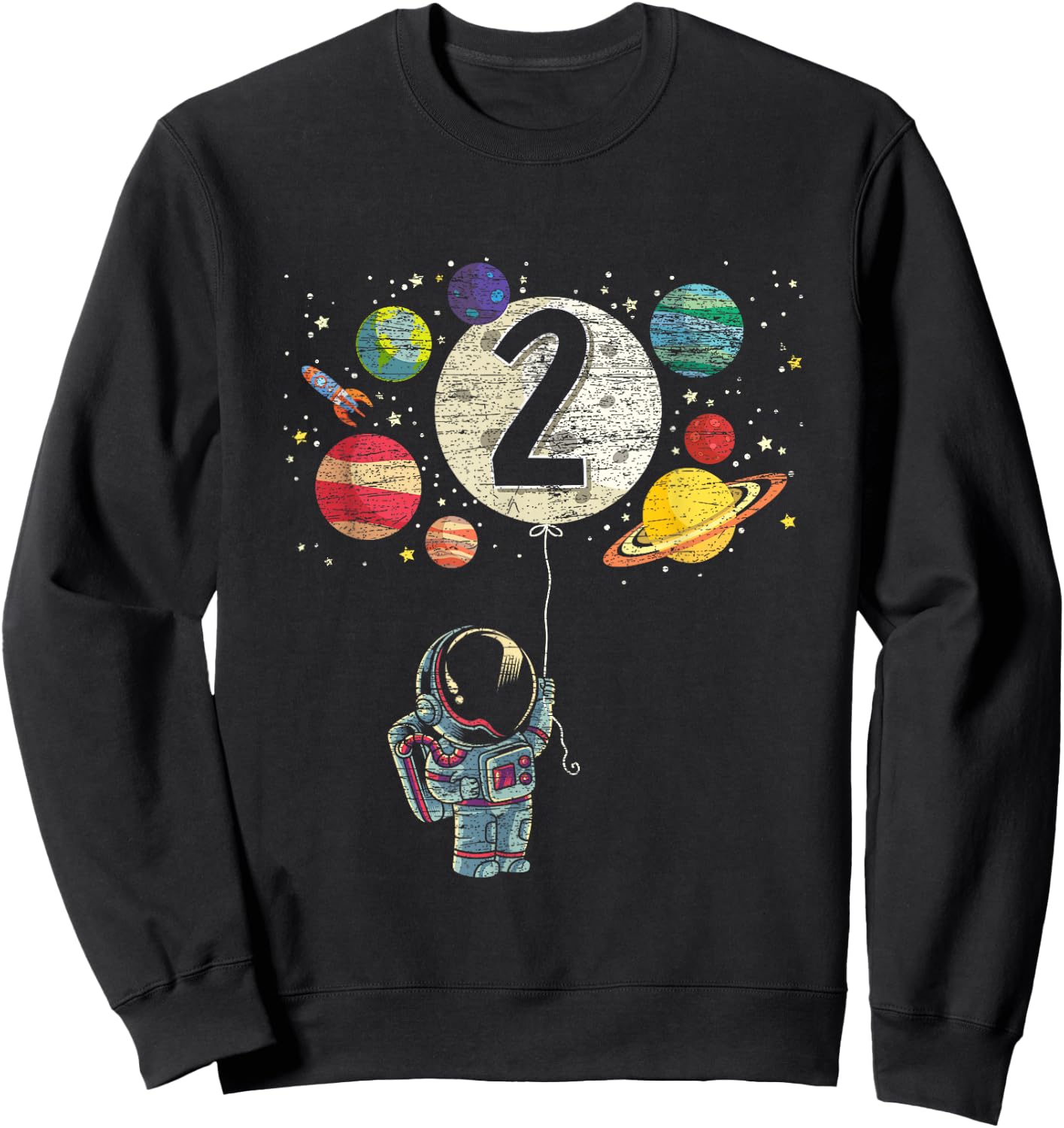 2 Years Old Birthday Boy Gifts Astronaut 2nd Birthday Sweatshirt - Sweatshirt | Black