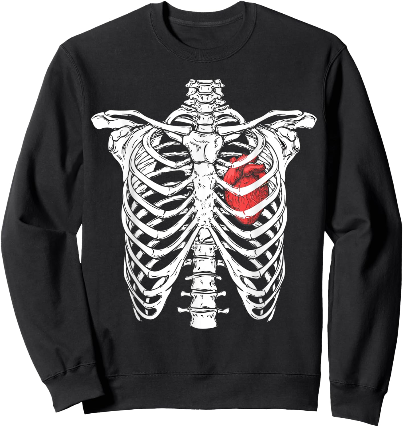 Heart and Ribcage Nurse Funny Skeleton Halloween costume Sweatshirt - Sweatshirt | Black