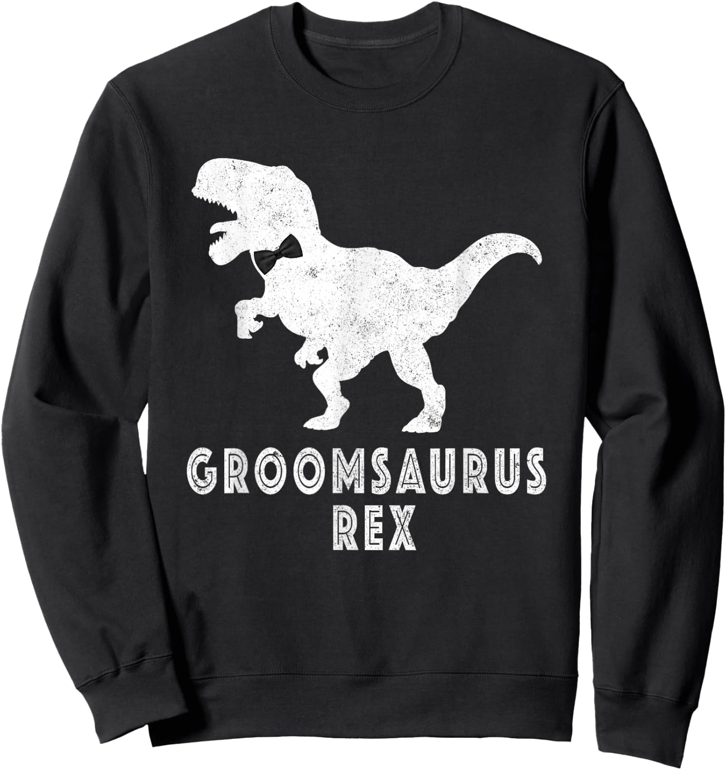 Bride Dinosaur Rex Groomsaurus Groom Engagement Sweatshirt - Sweatshirt | Black