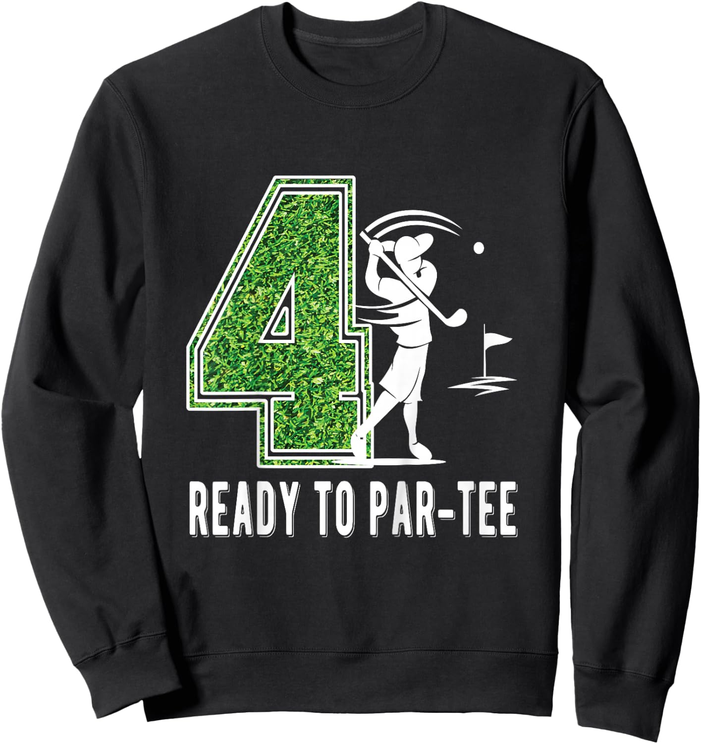 Kids 4th Birthday Golfer Boy Four Year Old Golf Player Sweatshirt - Sweatshirt | Black