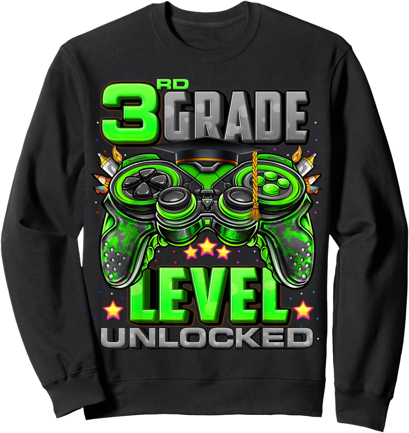 3rd Grade Level Unlocked Back To School 3rd Grade Boys Sweatshirt - Sweatshirt | Black
