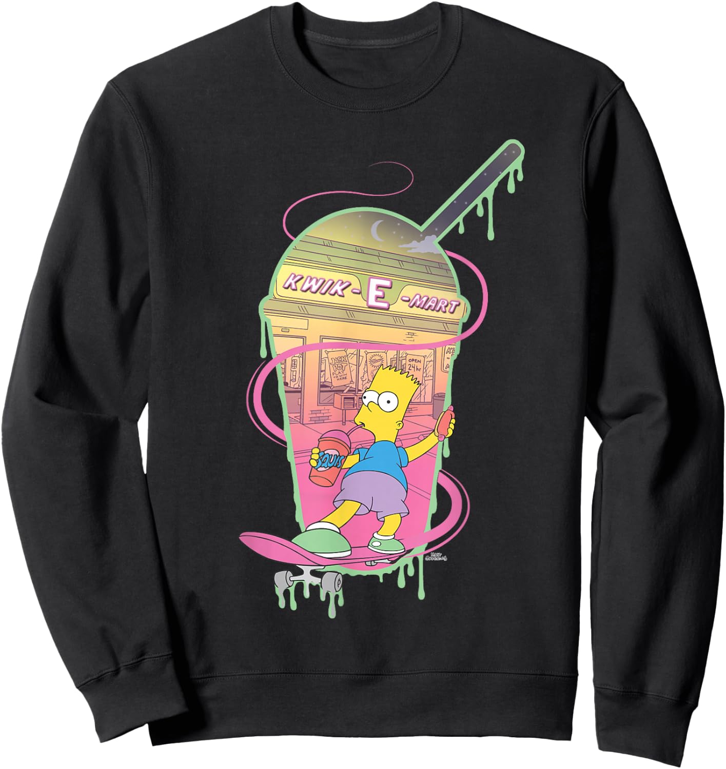 The Simpsons Bart Simpsons Kwik-E-Mart Squishee Small Sweatshirt - Sweatshirt | Black