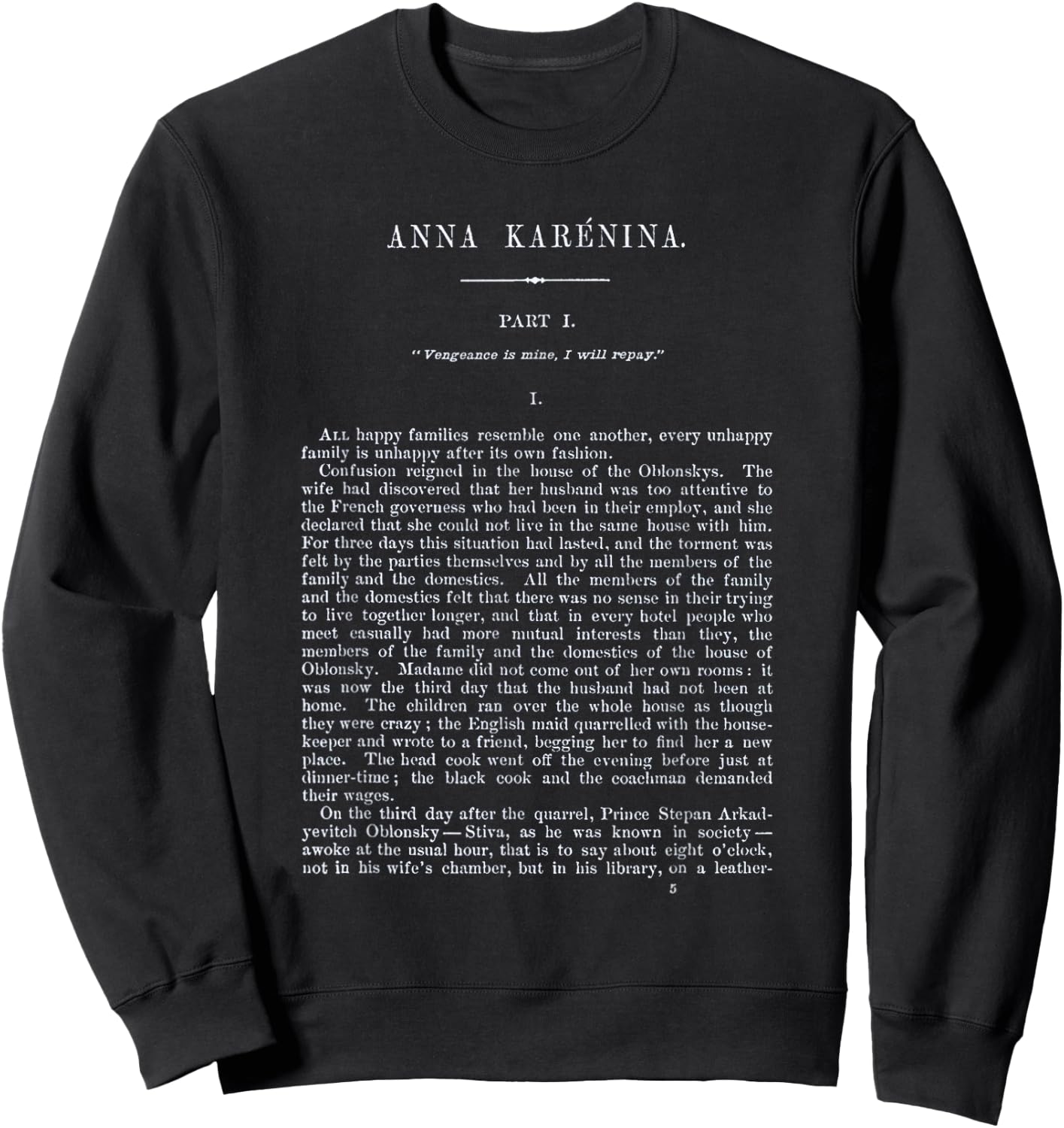 Anna Karenina Leo Tolstoy First Page Sweatshirt - Sweatshirt | Black