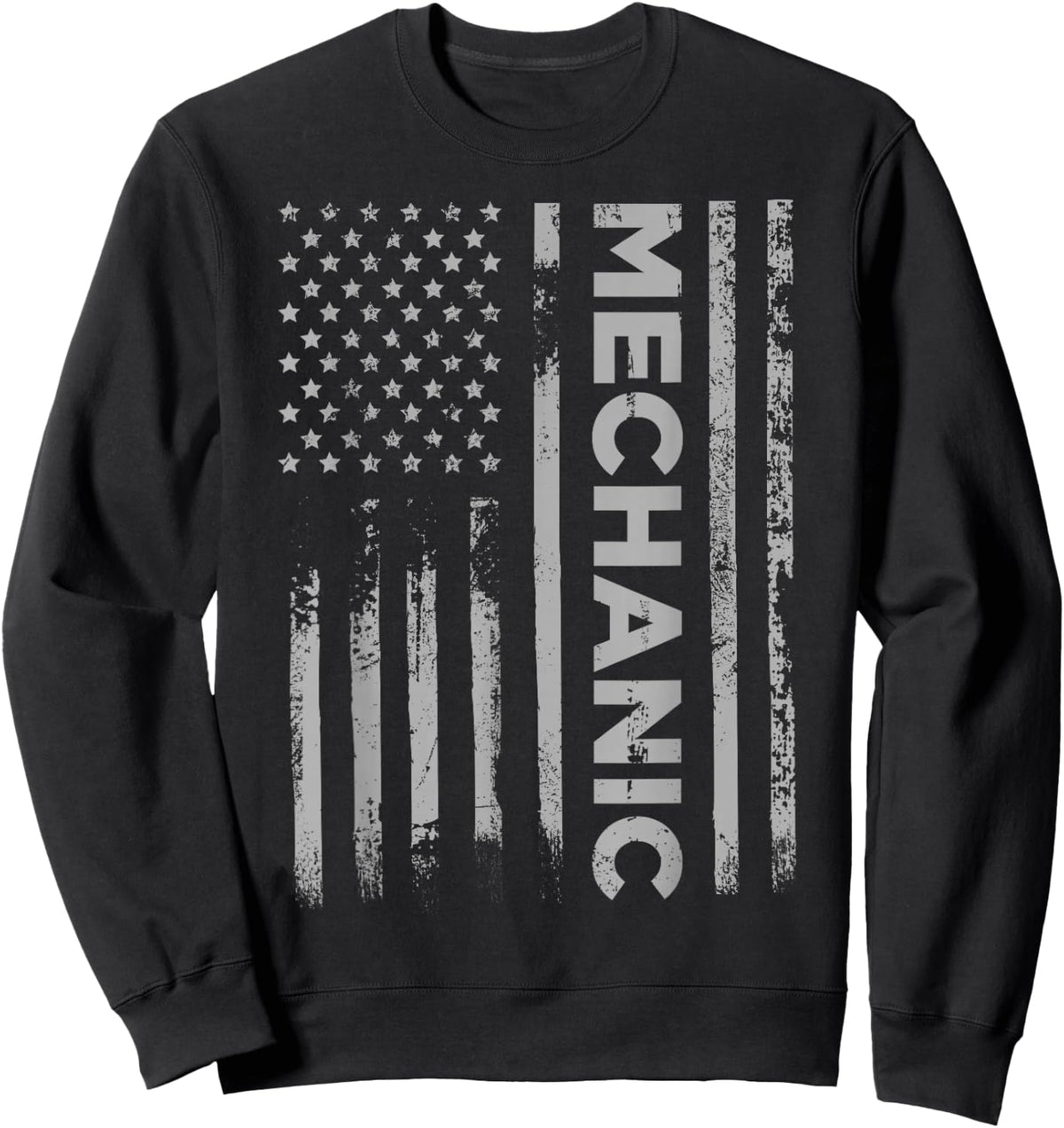 Mechanic American Flag Men Patriotic Car Mechanic USA Flag Sweatshirt - Sweatshirt | Black
