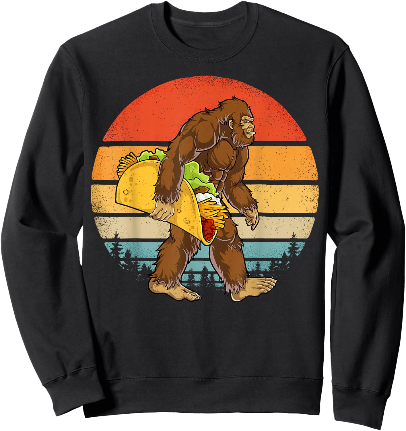Bigfoot Carrying Taco Funny Cinco de Mayo Boys Men Sasquatch Sweatshirt - Sweatshirt | Black