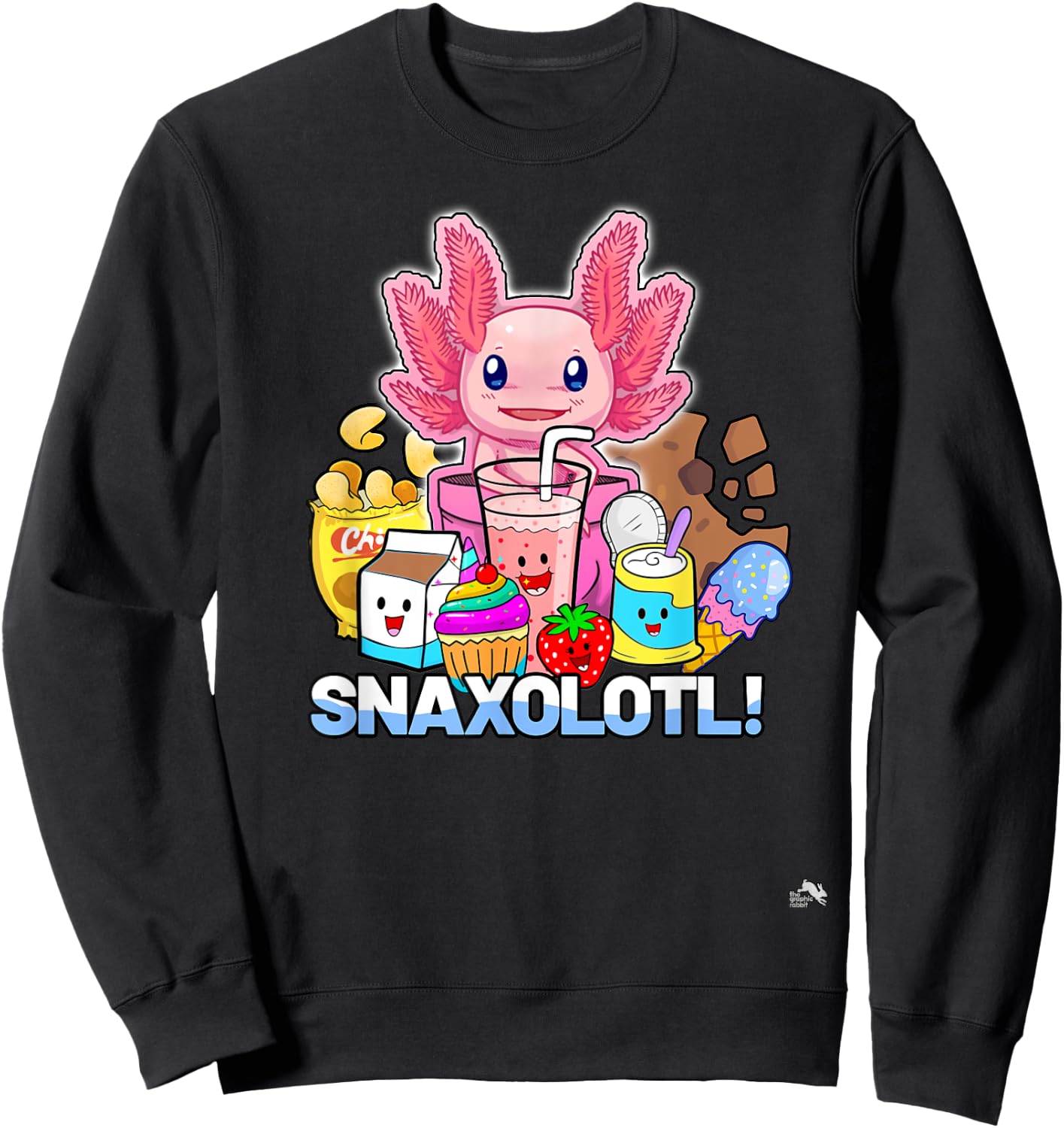Pet Axolotl - Snaxolotl - Cute Snacks, Funny Kawaii Sweatshirt - Sweatshirt | Black