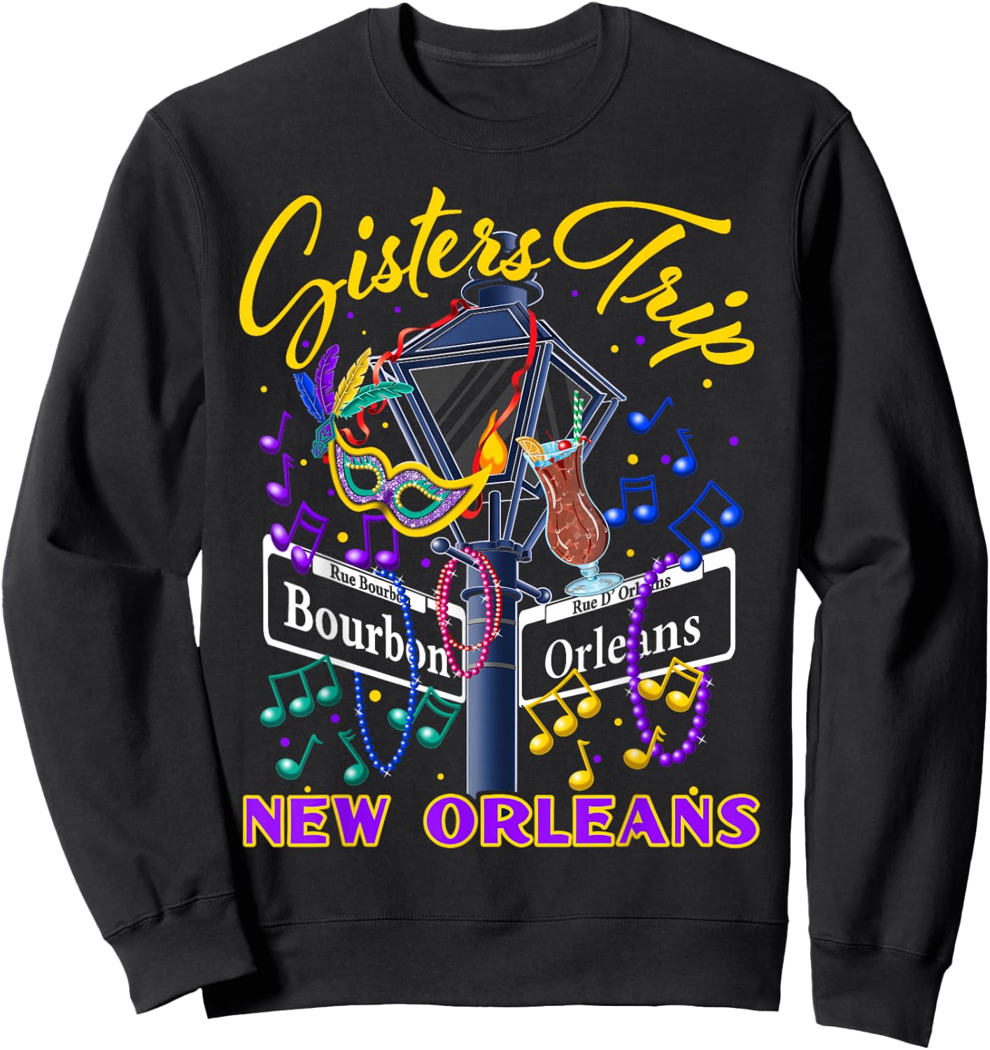 New Orleans Sisters Trip NOLA Girls Holiday Sweatshirt - Sweatshirt | Black