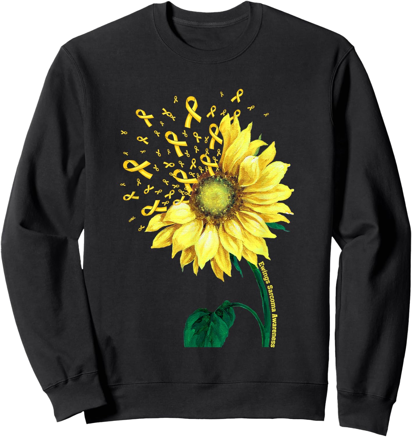 EWINGS SARCOMA AWARENESS Sunflower Yellow Ribbon Fighter Sweatshirt - Sweatshirt | Black