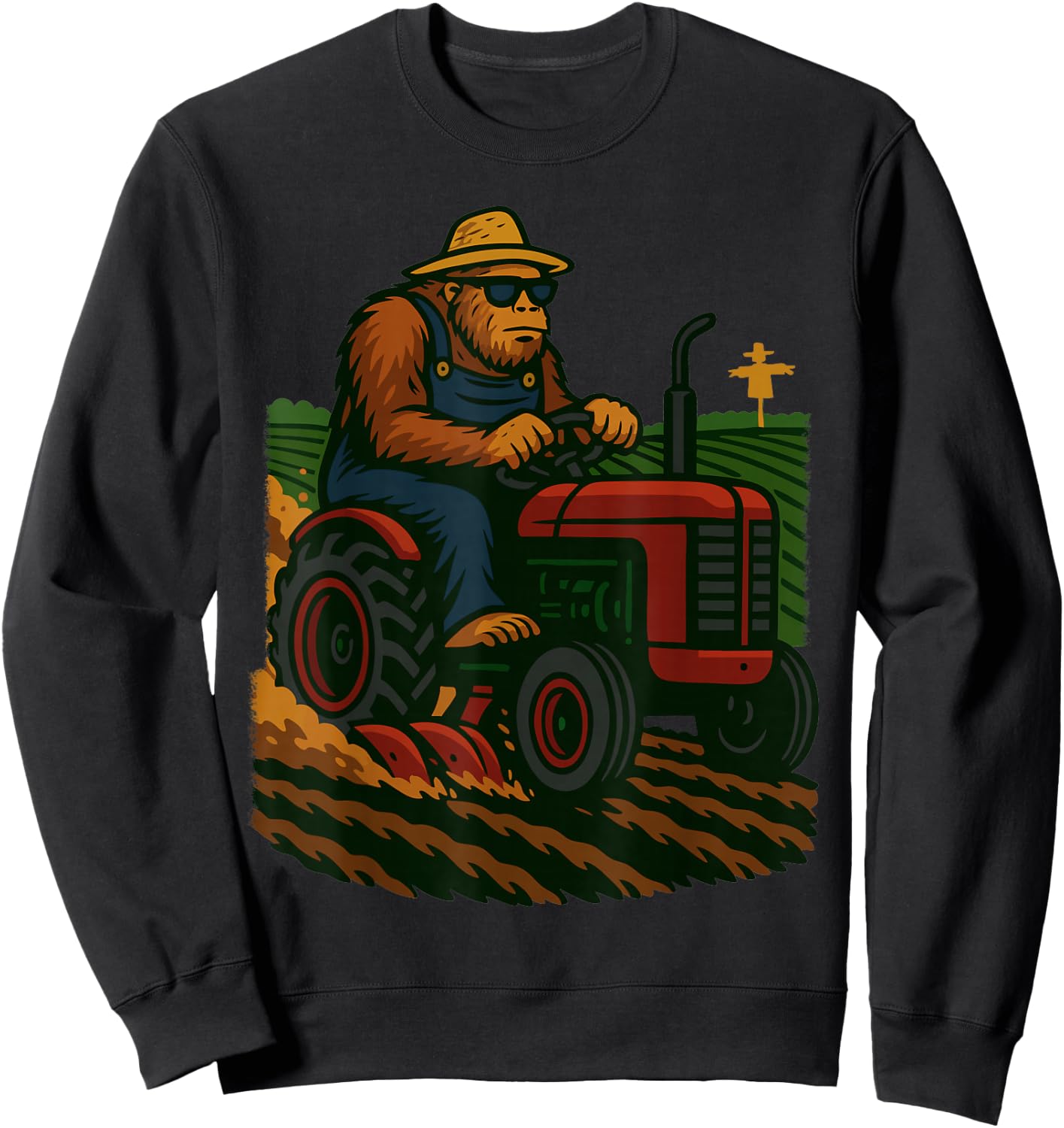Funny Bigfoot Farmer Tractor Farming Farm Men Boys Sweatshirt - Sweatshirt | Black