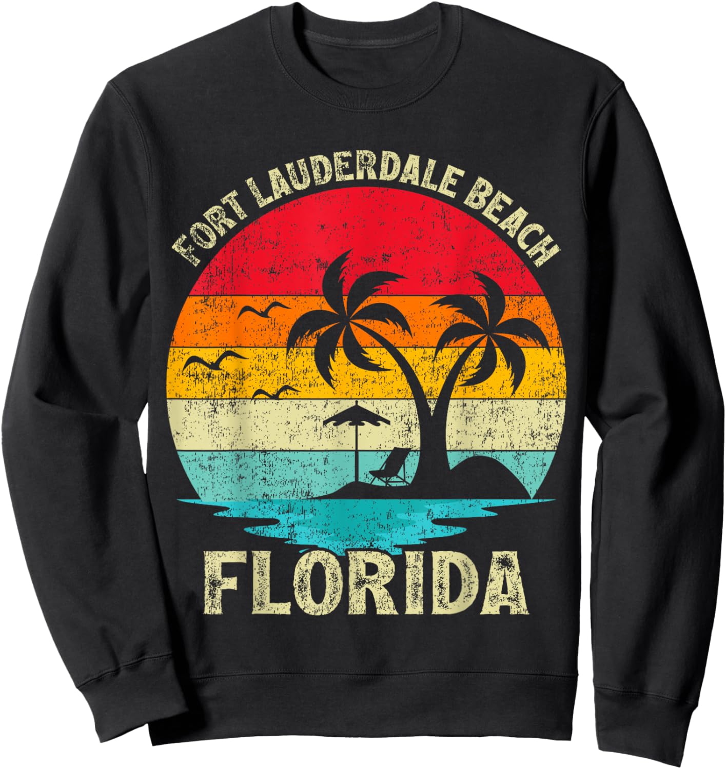 Family Vacation Vintage Retro Florida Fort Lauderdale Beach Sweatshirt - Sweatshirt | Black