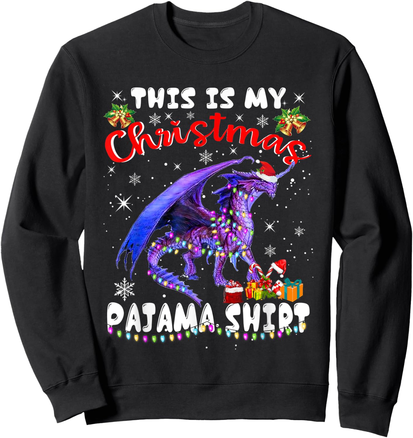 This Is My Christmas Pajama Shirt Dragon Matching Family Boy Sweatshirt - Sweatshirt | Black