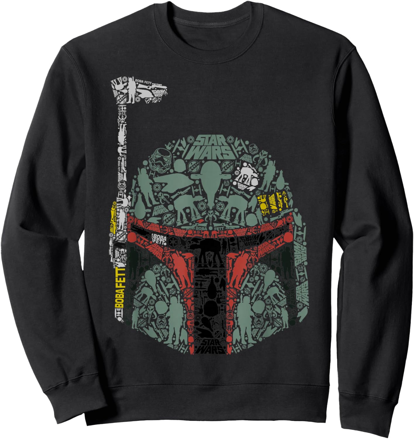 Star Wars Boba Fett Silhouette Helmet Fill Graphic Sweatshirt - Sweatshirt | Black