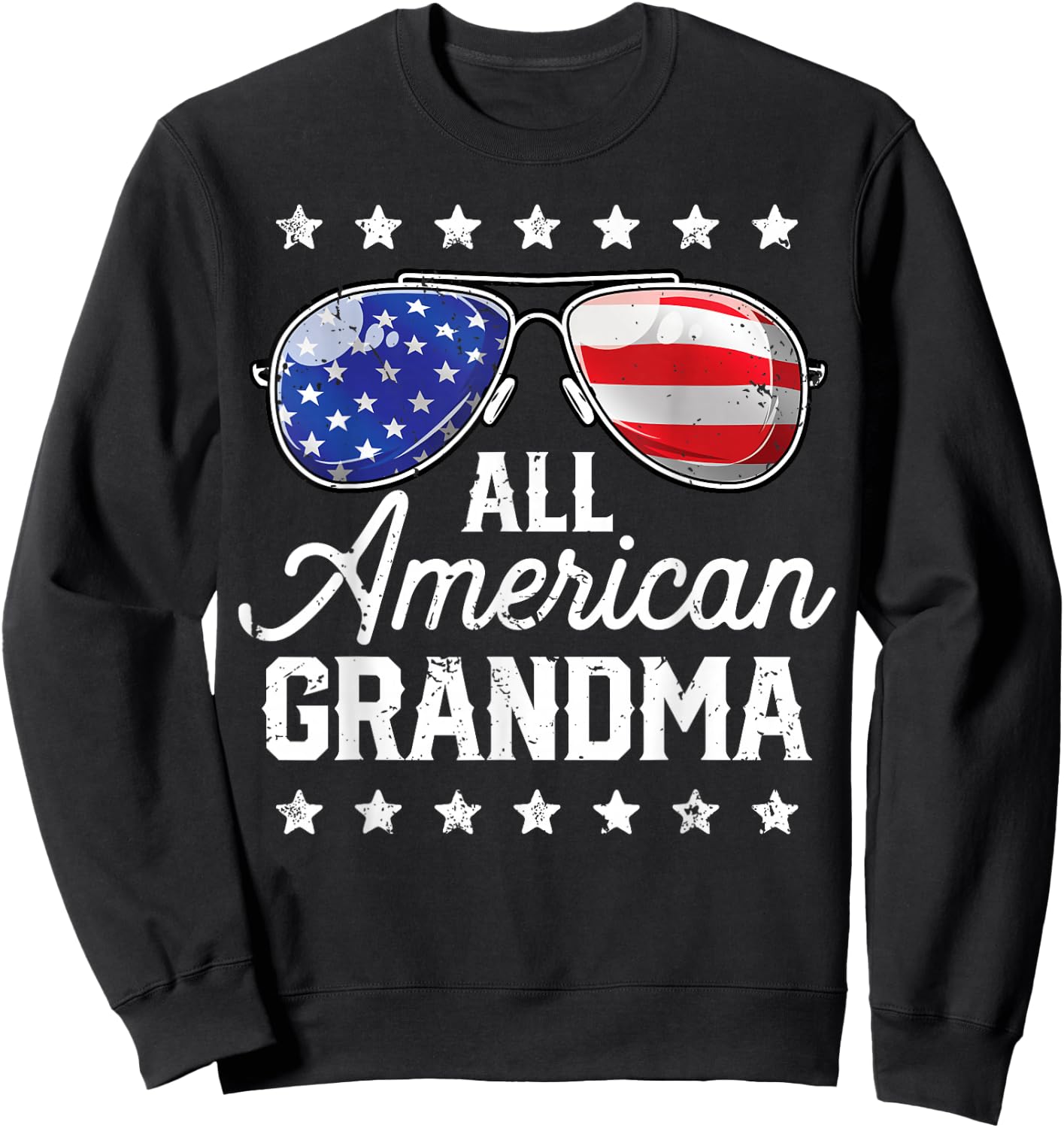 All American Grandma 4th of July Family Matching Sunglasses Sweatshirt - Sweatshirt | Black