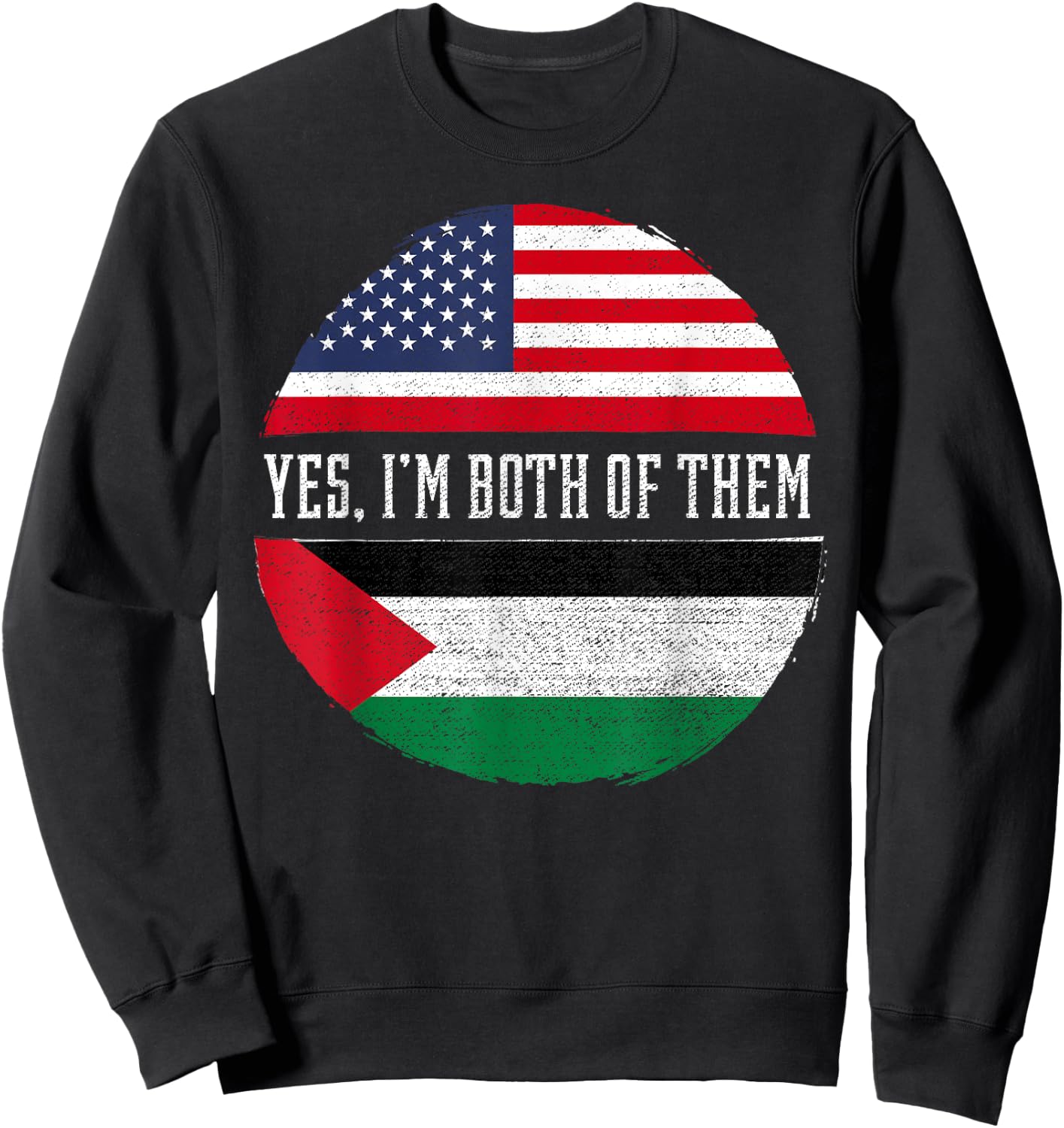 Half American Half Palestinian USA Flag Palestine Heritage Women Kids Men Sweatshirt - Sweatshirt | Black