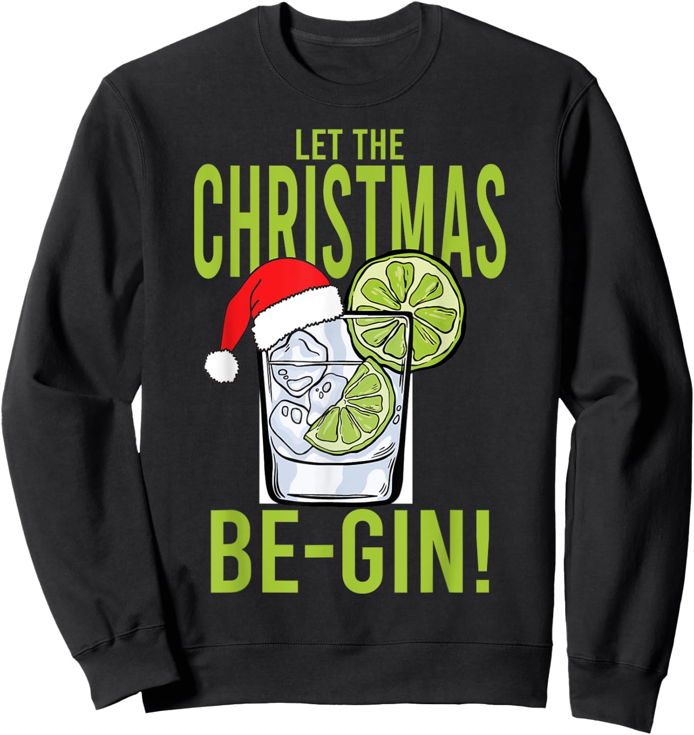 Party tipsy drunk Santa Claus hat costume beer Christmas Sweatshirt - Sweatshirt | Black