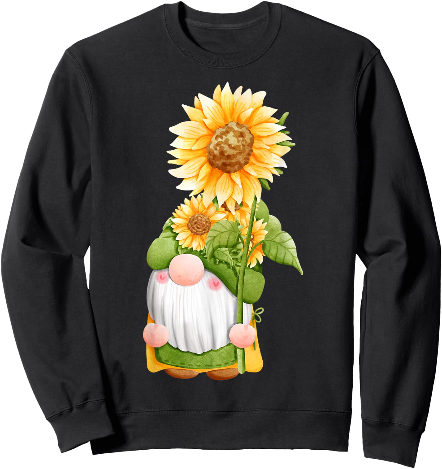 Summer Fall Sunflower Gnome Women's Sweatshirt - Sweatshirt | Black