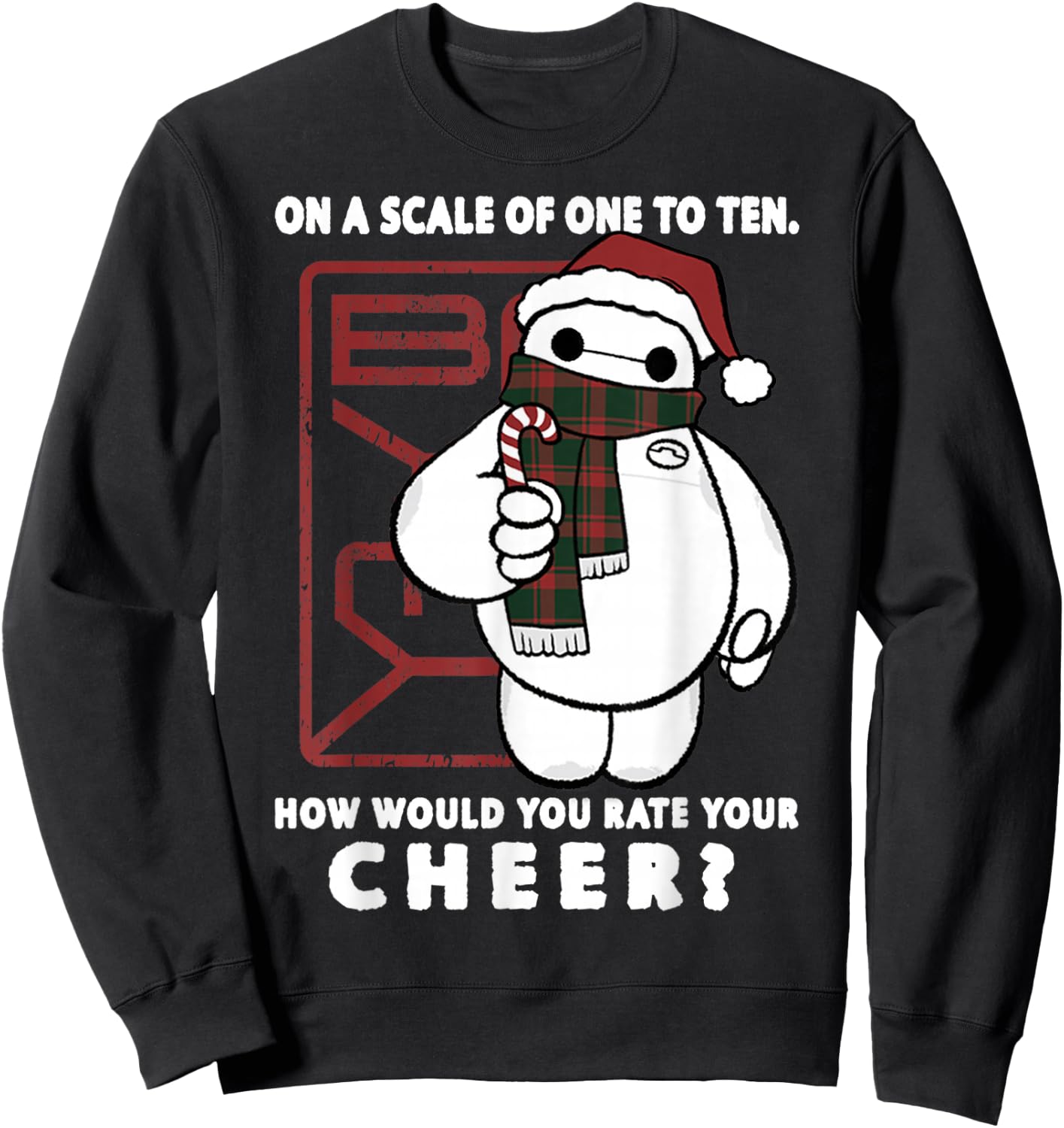 Disney Big Hero Baymax How Would You Rate Your Cheer Sweatshirt - Sweatshirt | Black