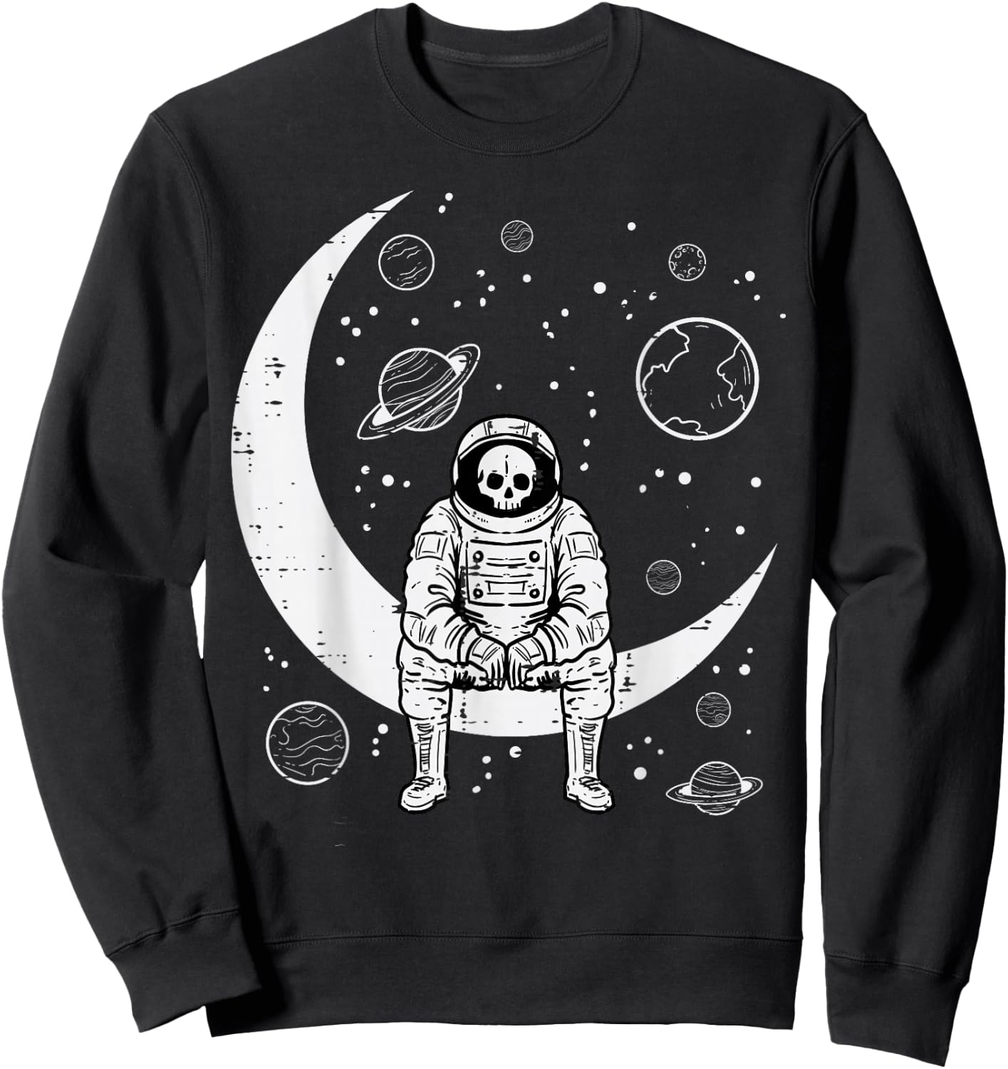 Halloween Skeleton Astronaut Fun Costume Men Women Kids Boys Sweatshirt - Sweatshirt | Black